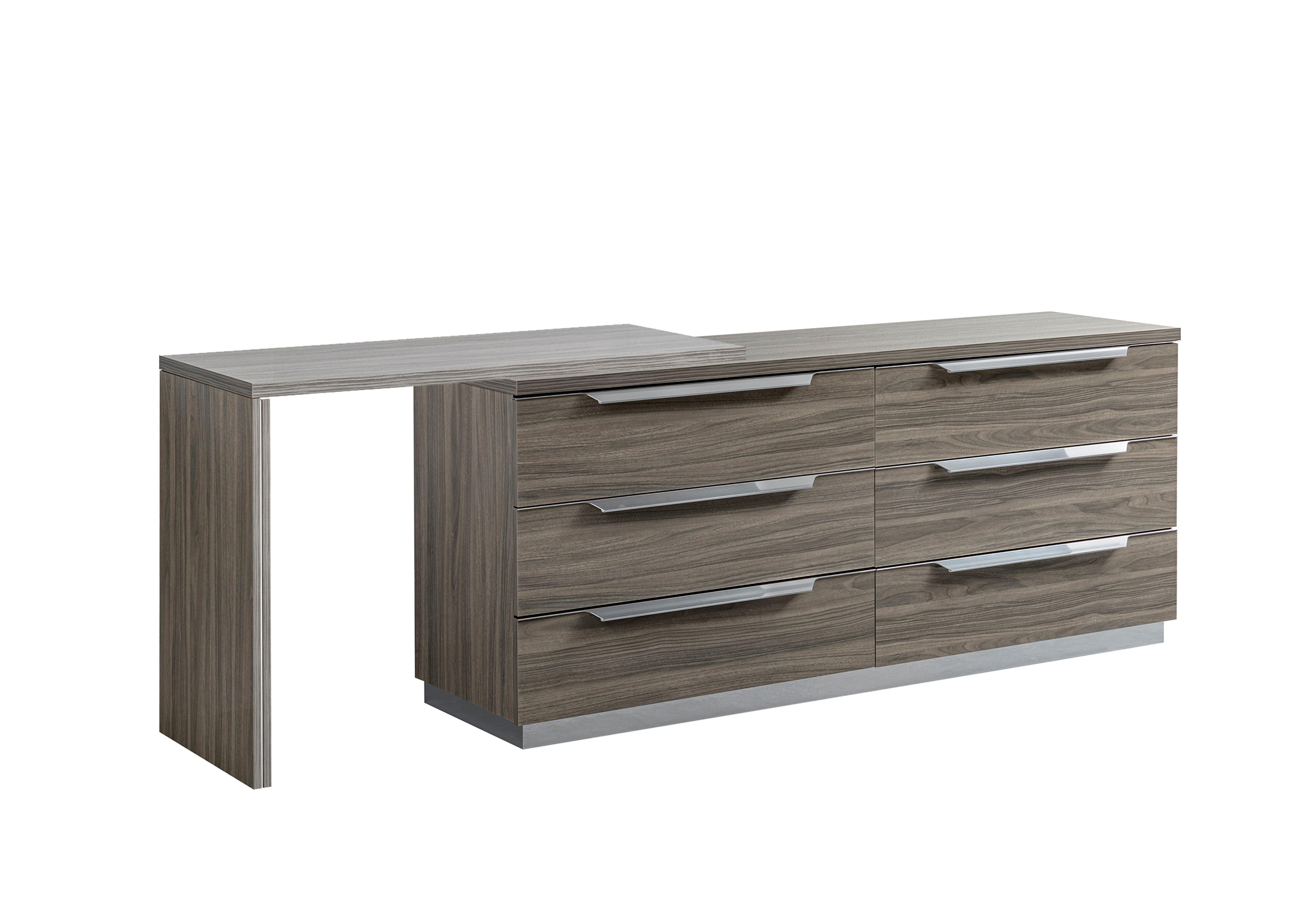 Venezia 6 Drawer Double Chest with Dresser Extension in Grey on Furniture Village