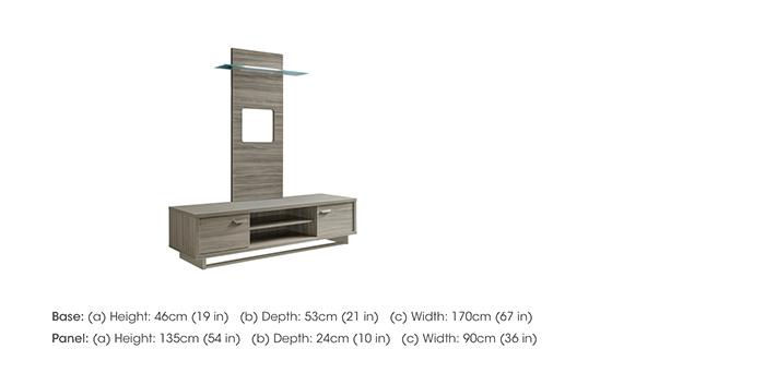 Venezia TV Unit Base plus Wall Panel with Shelf and LED Lights in  on Furniture Village