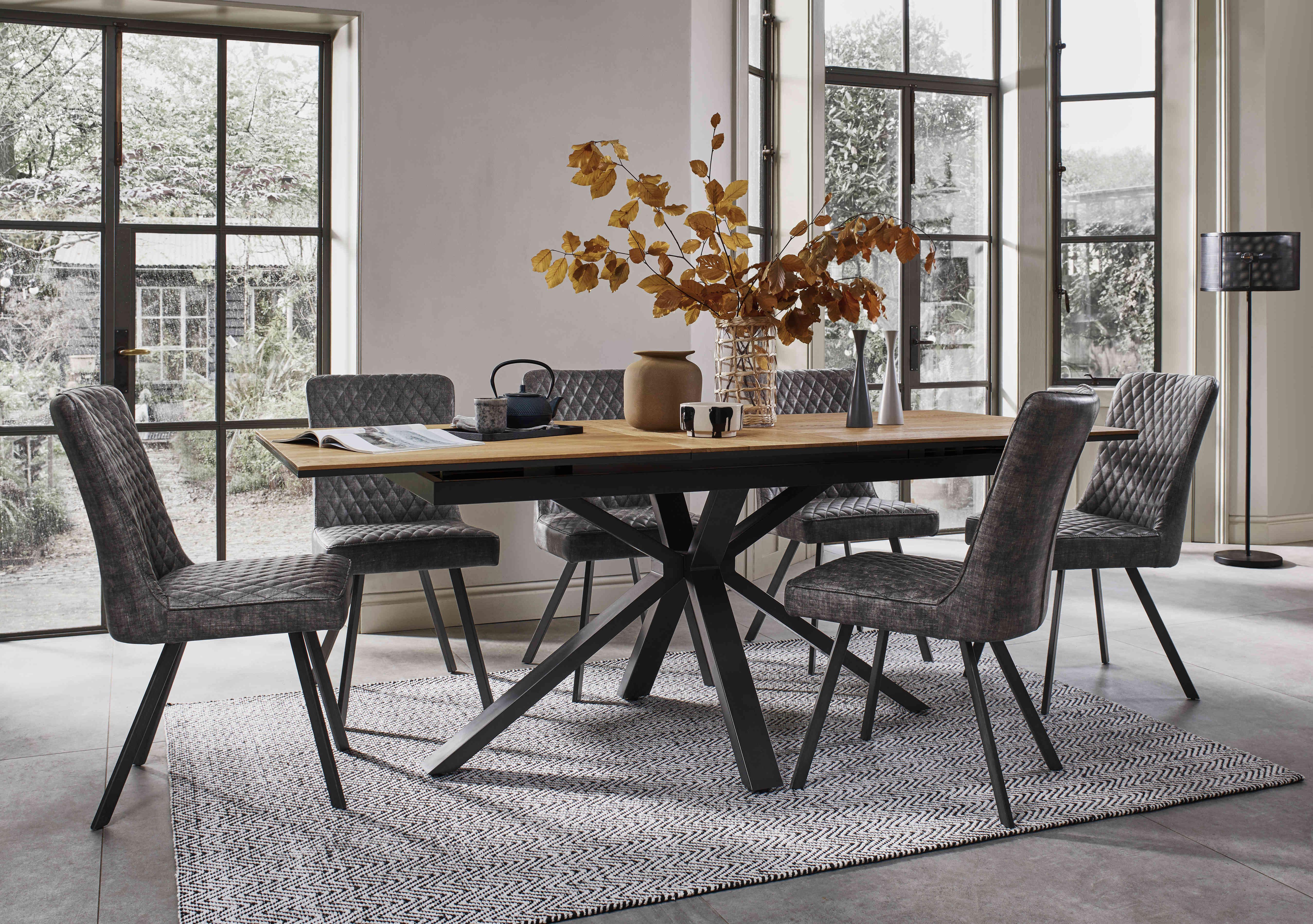 Earth Pop-Up Extending Dining Table and 6 Dining Chairs in  on Furniture Village