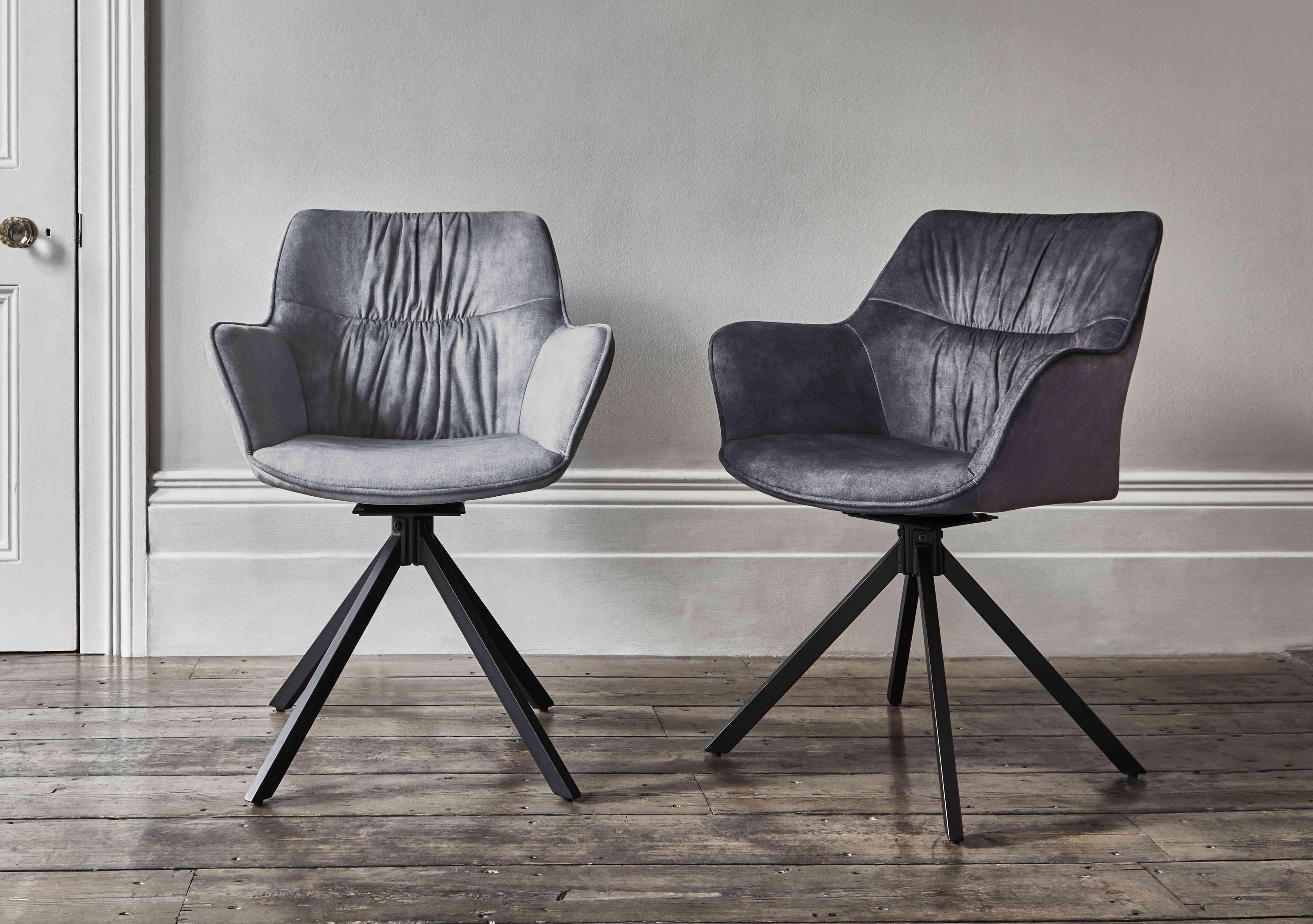Marvel Black Set of 6 Swivel Dining Chairs in  on Furniture Village