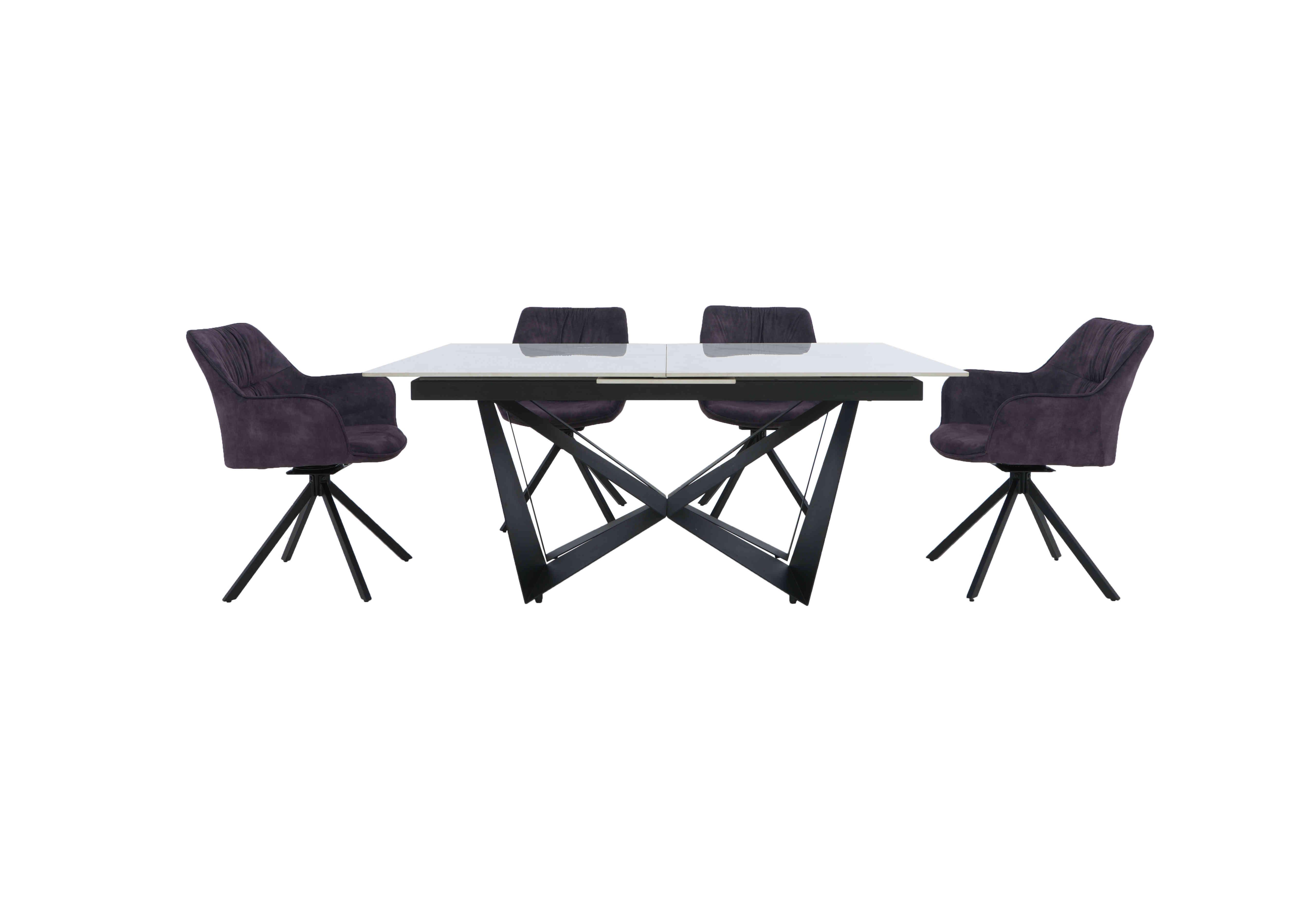 Marvel Black 160 cm Extending Dining Table and 4 Swivel Dining Chairs in Charcoal on Furniture Village