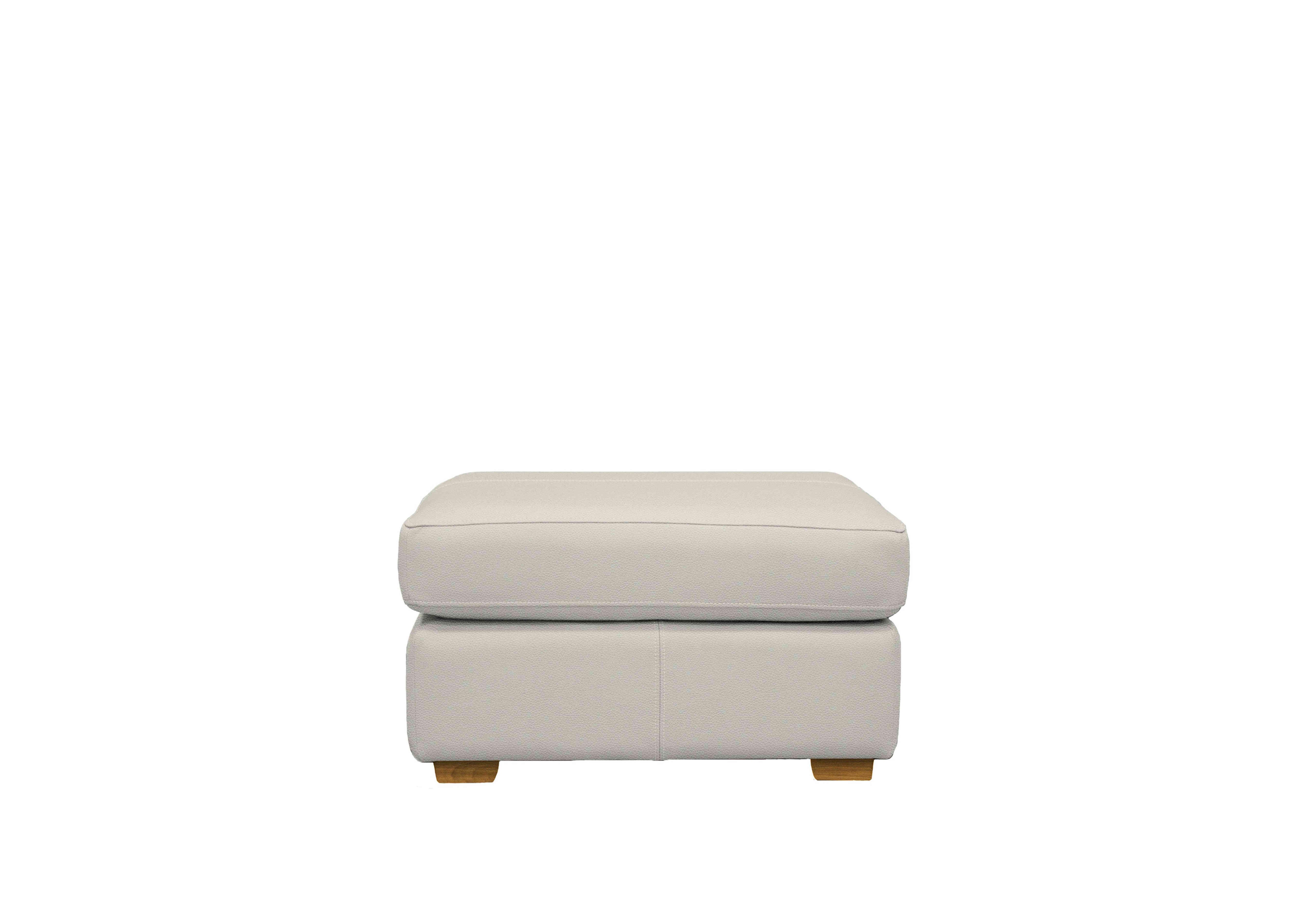 Seattle Leather Footstool with Wooden Feet in H006 Oxford Light Grey Ok on Furniture Village