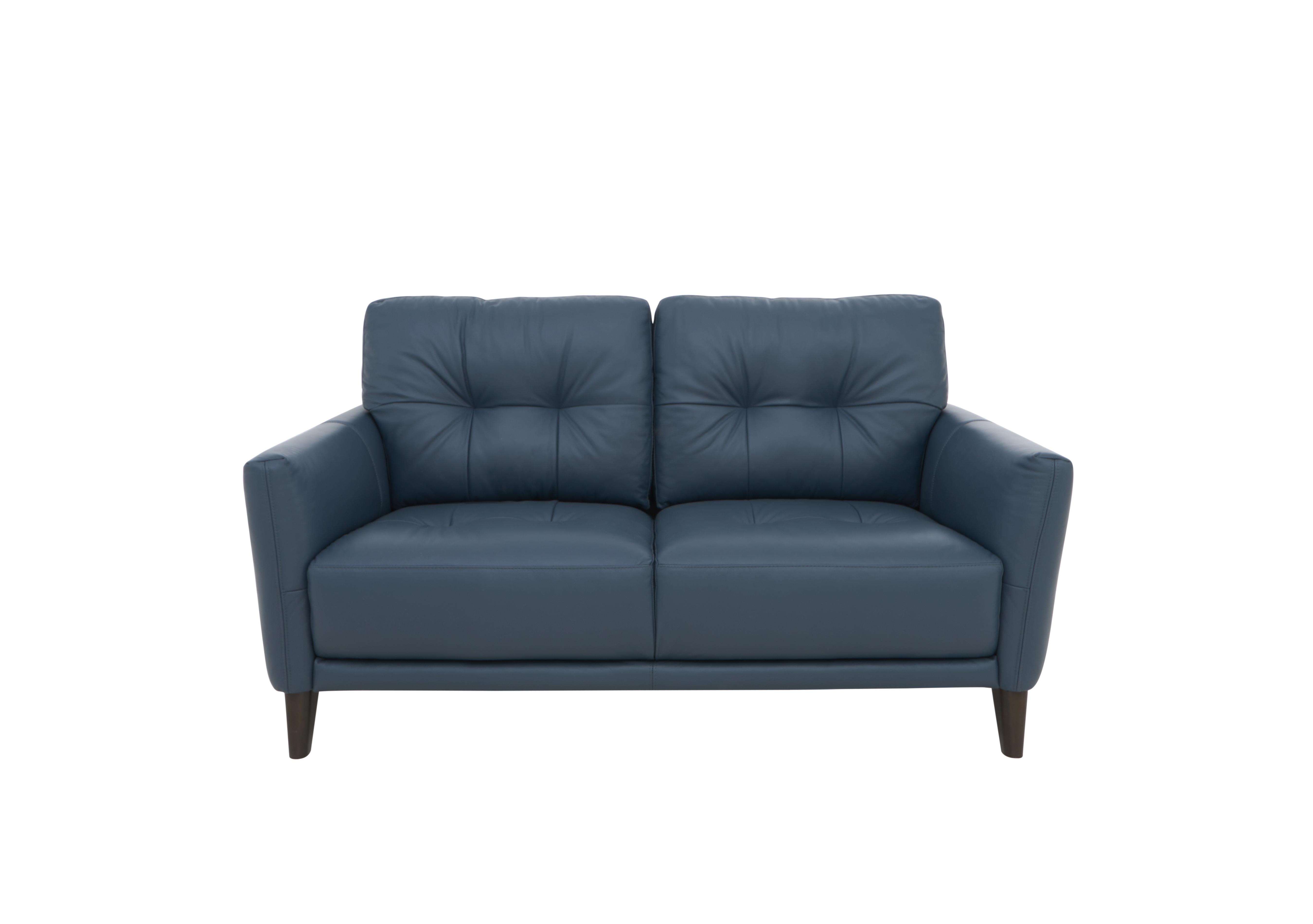 Uno Leather 2 Seater Sofa in Bv-313e Ocean Blue on Furniture Village