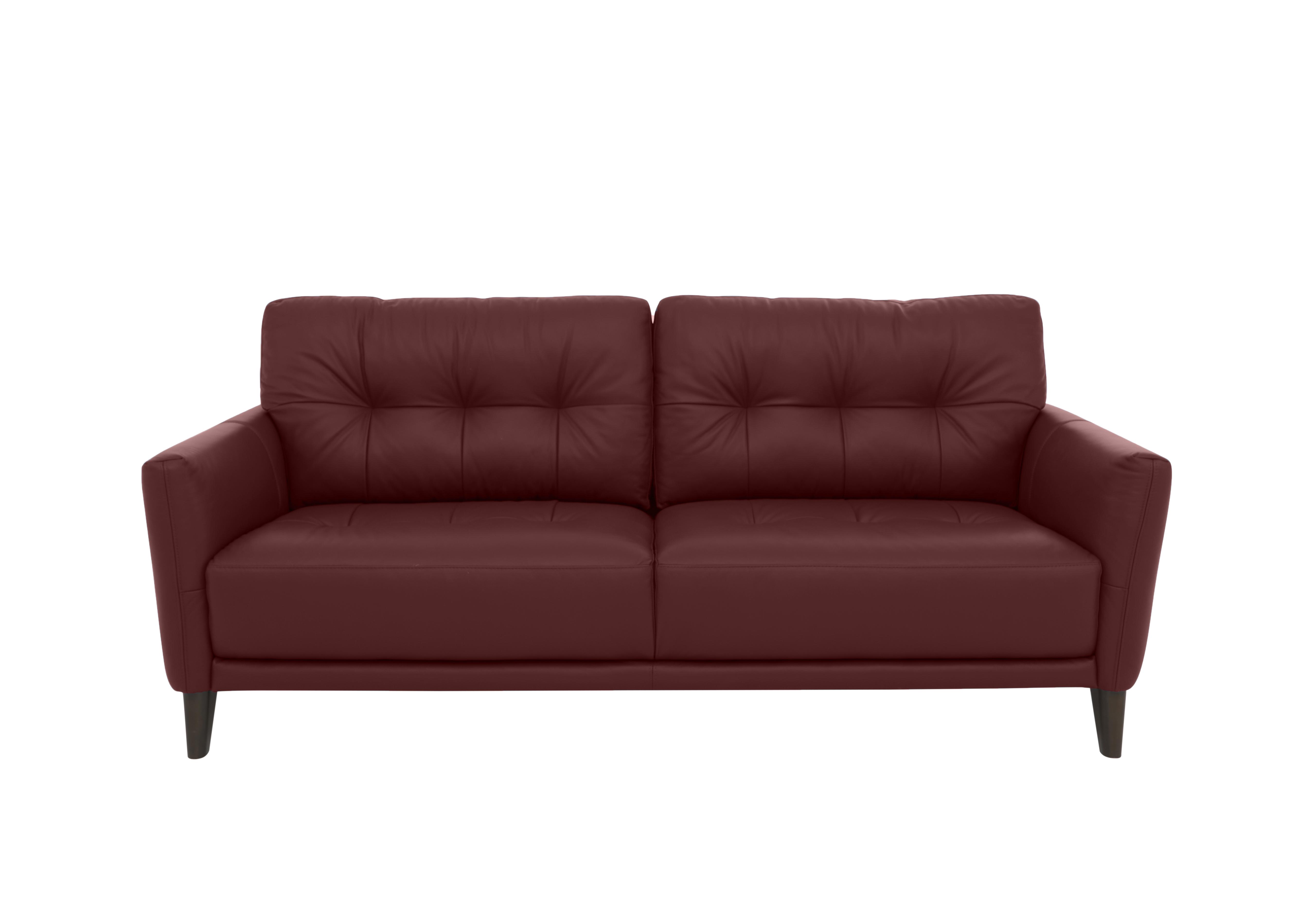 Uno Leather 3 Seater Sofa in Bv-035c Deep Red on Furniture Village