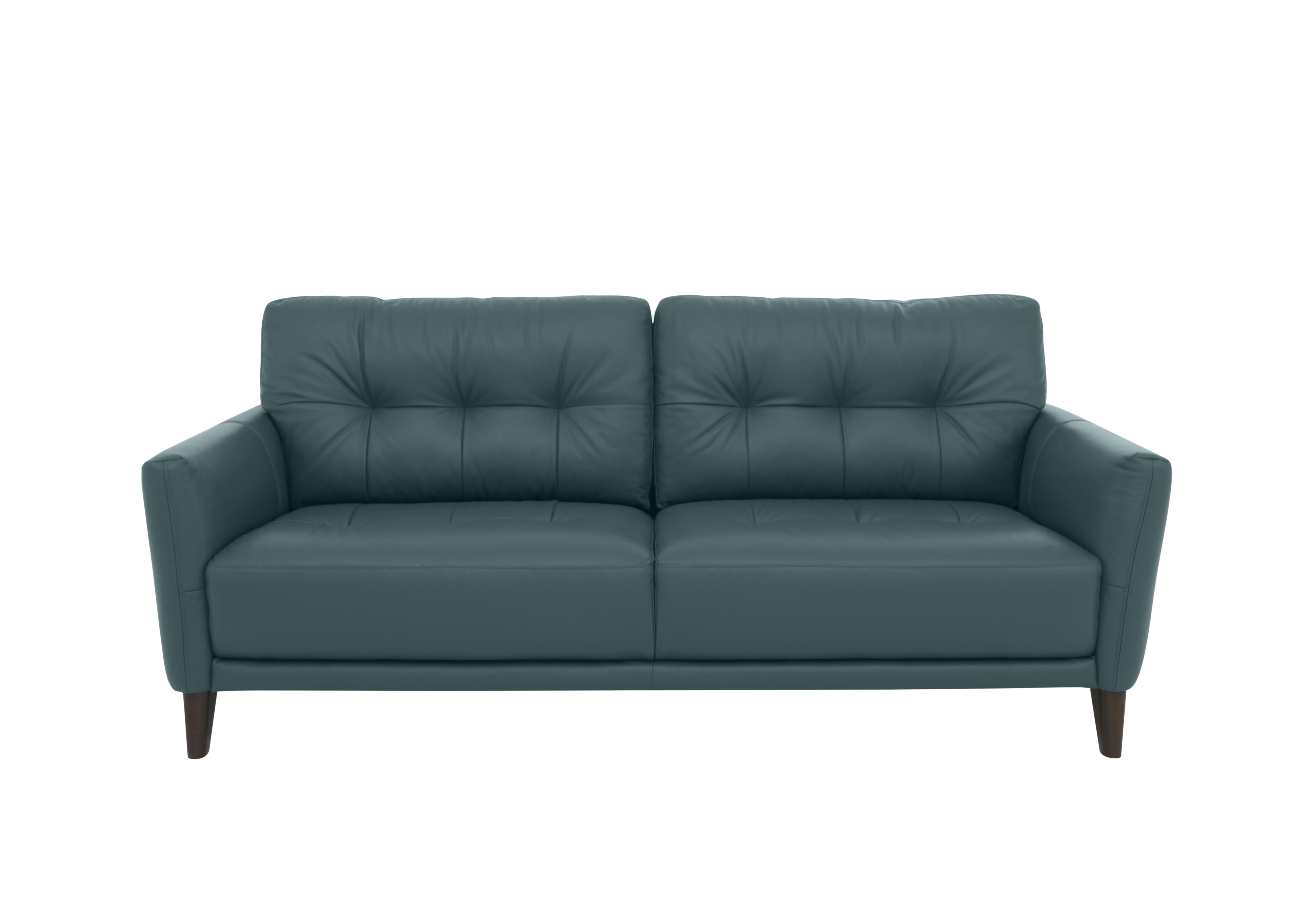 Uno Leather 3 Seater Sofa in Bv-301e Lake Green on Furniture Village