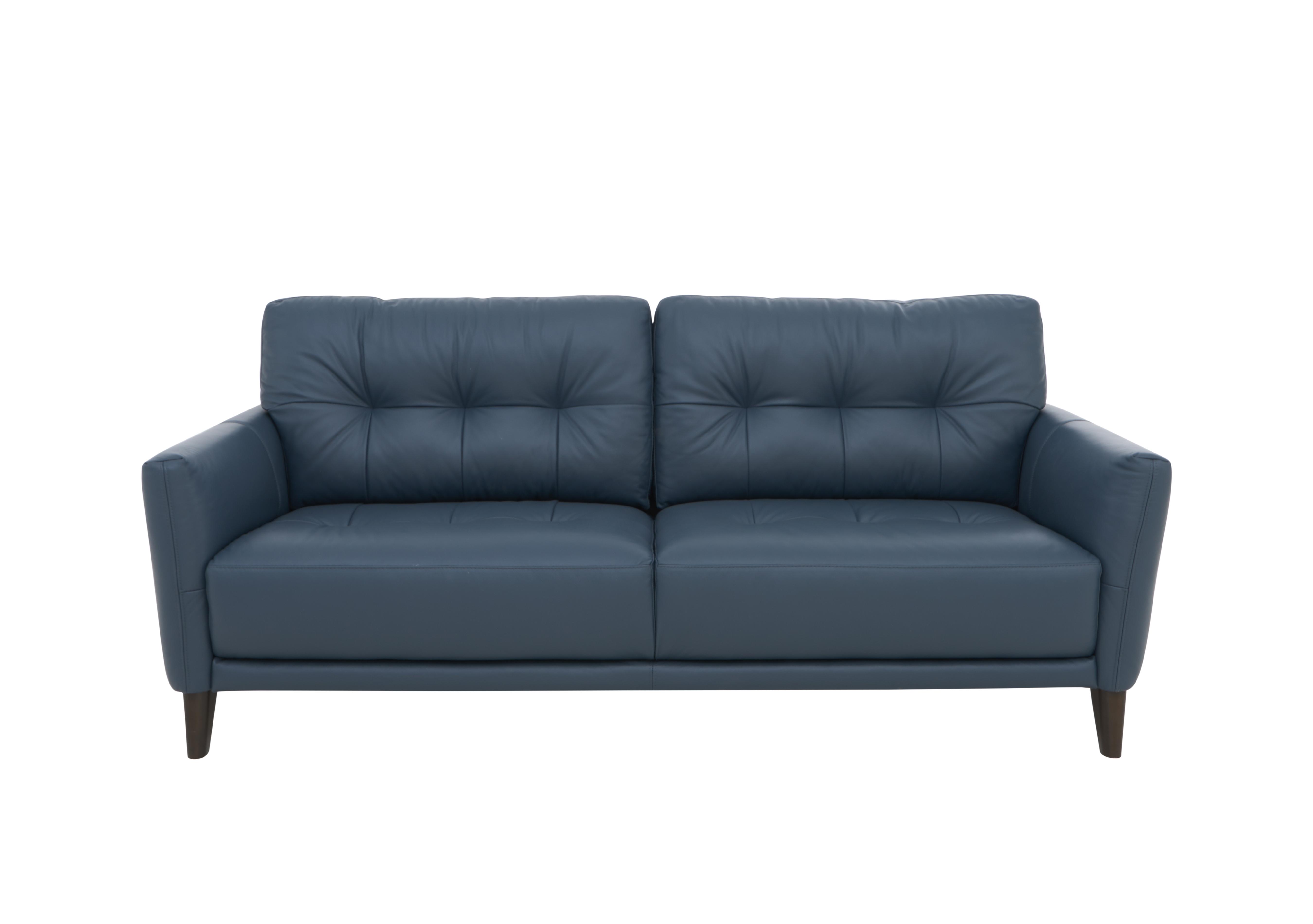 Uno Leather 3 Seater Sofa in Bv-313e Ocean Blue on Furniture Village