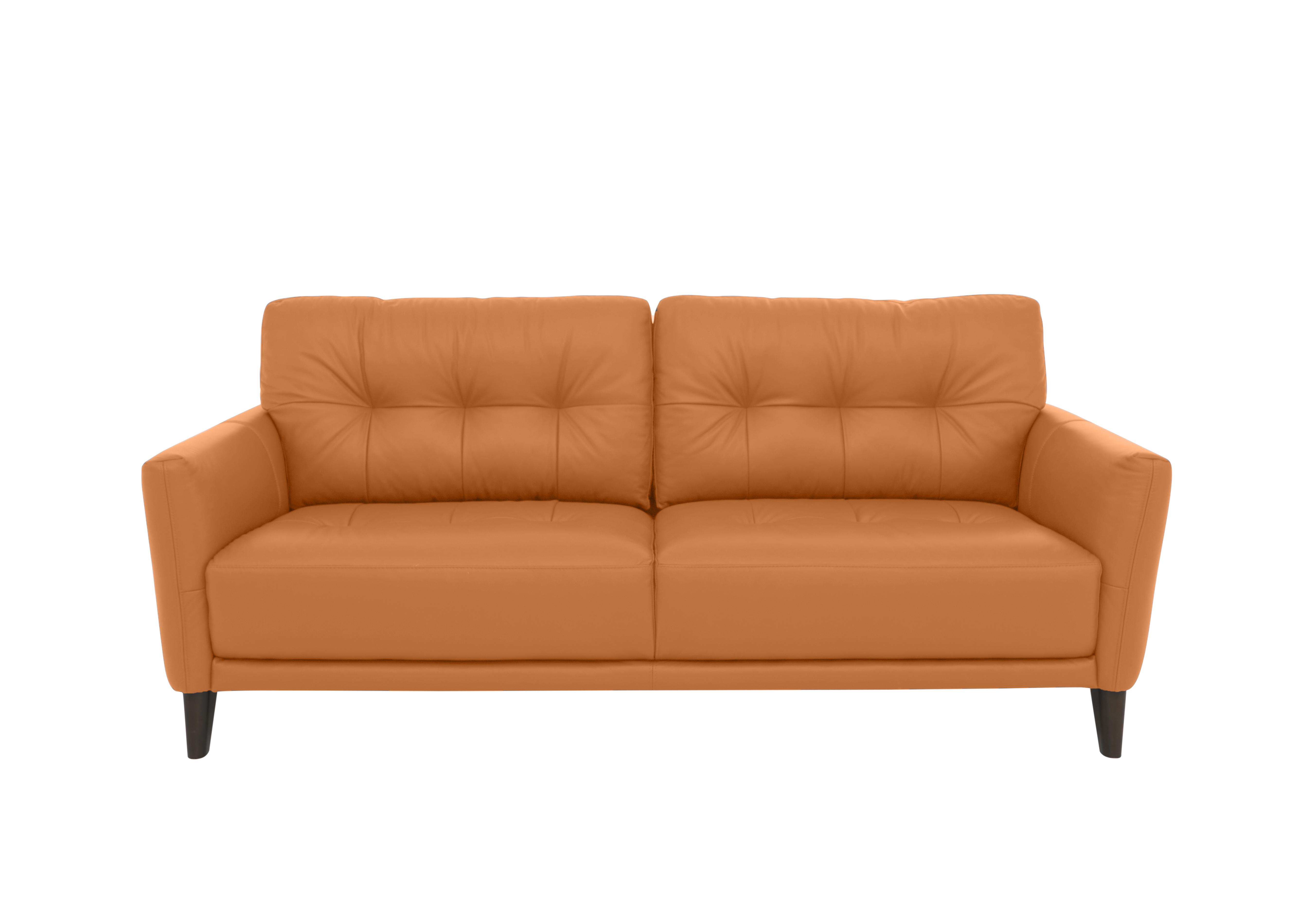 Uno Leather 3 Seater Sofa in Bv-335e Honey Yellow on Furniture Village