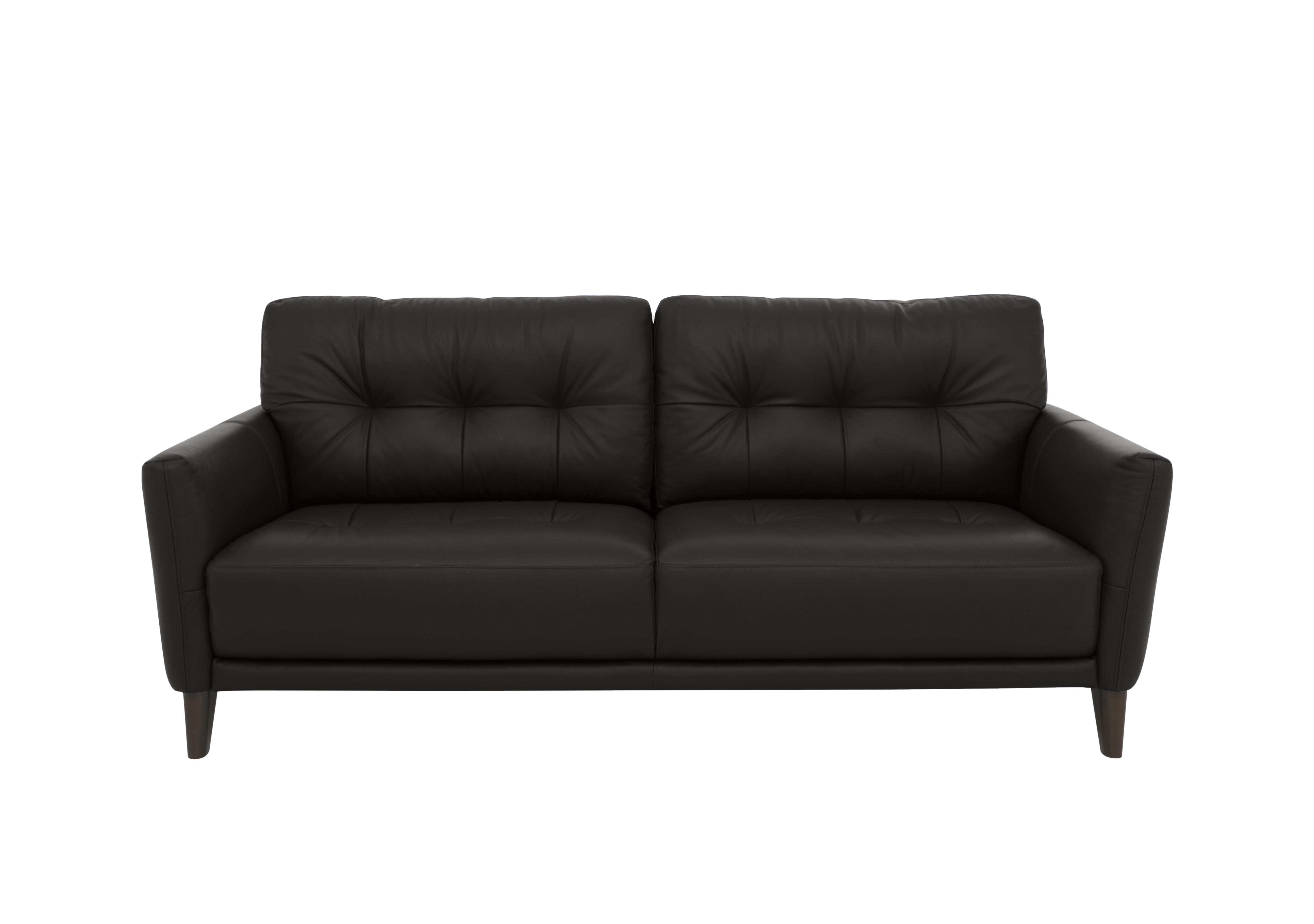 Uno Leather 3 Seater Sofa in Bv-3500 Classic Black on Furniture Village