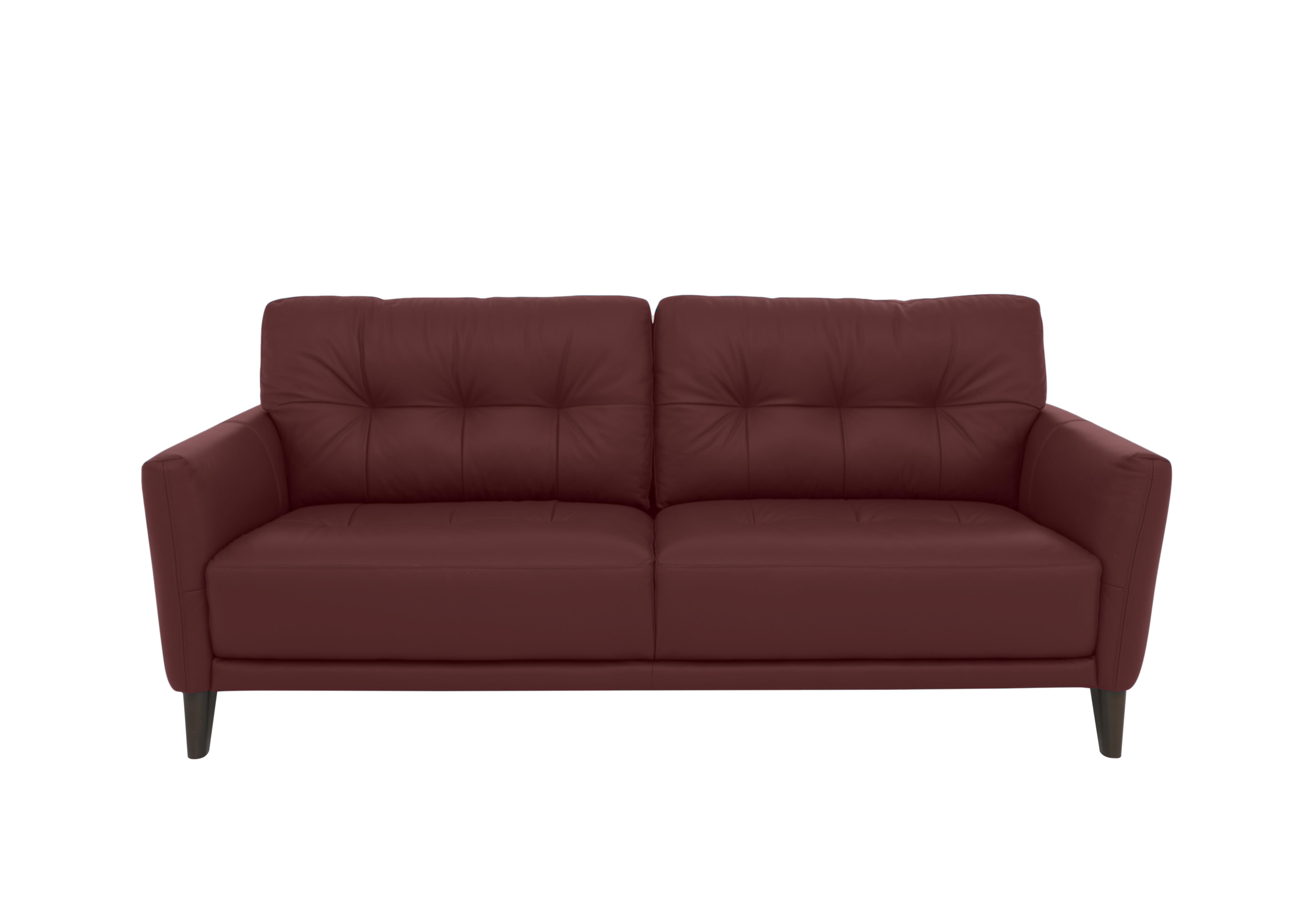 Uno Leather 3 Seater Sofa in Nc-035c Deep Red on Furniture Village