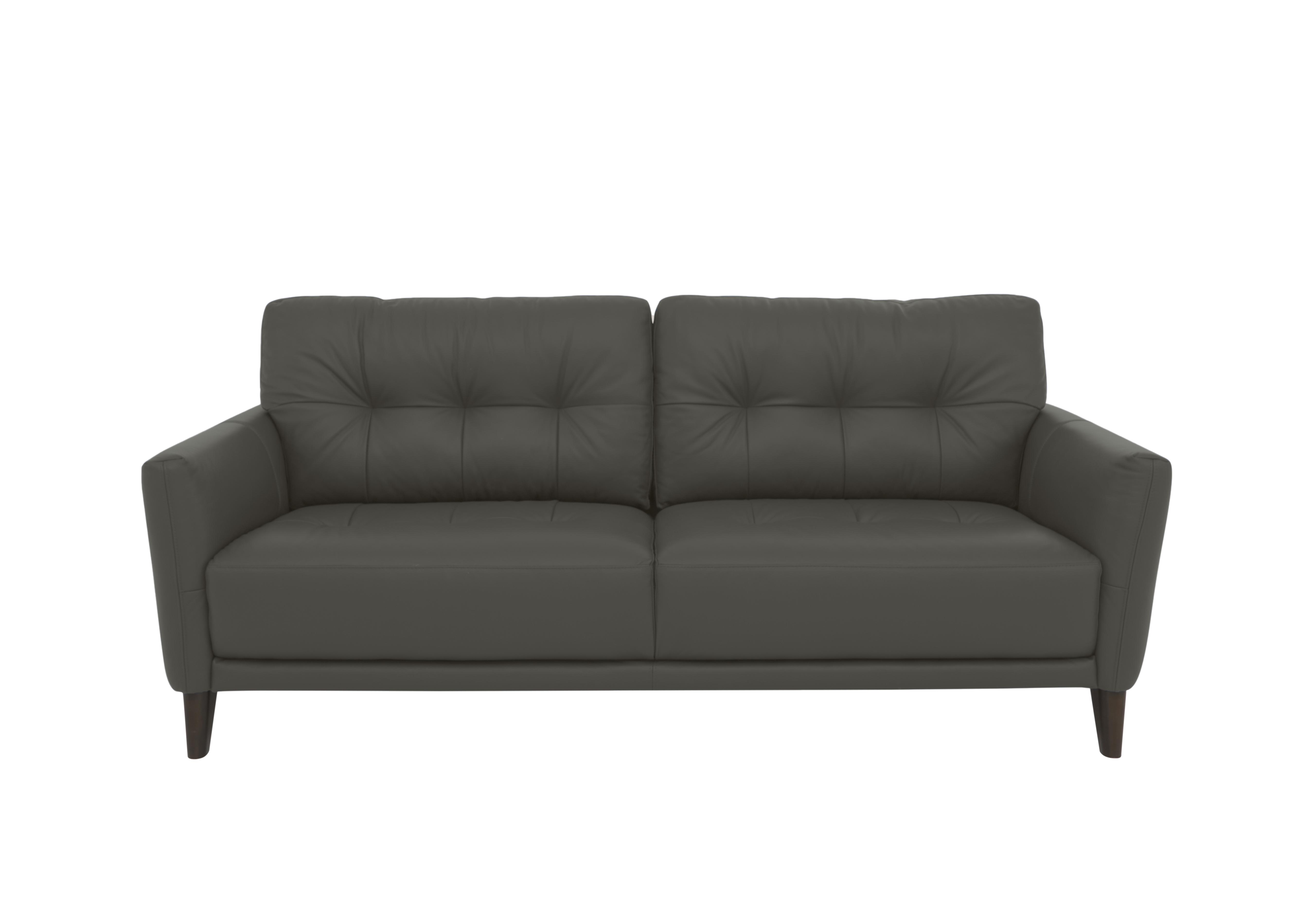 Uno Leather 3 Seater Sofa in Nc-088e Charcoal Grey on Furniture Village