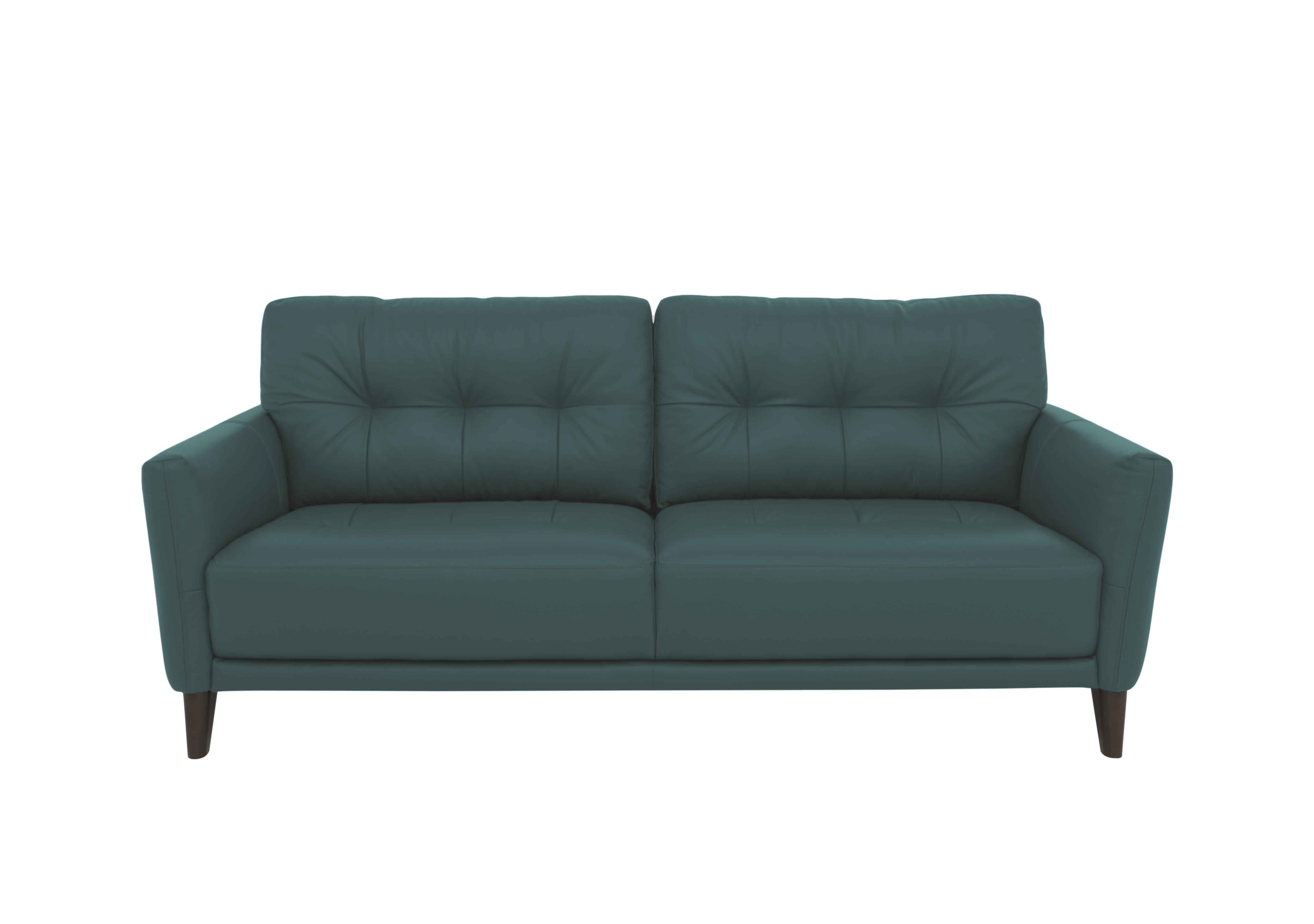 Uno Leather 3 Seater Sofa in Nc-301e Lake Green on Furniture Village