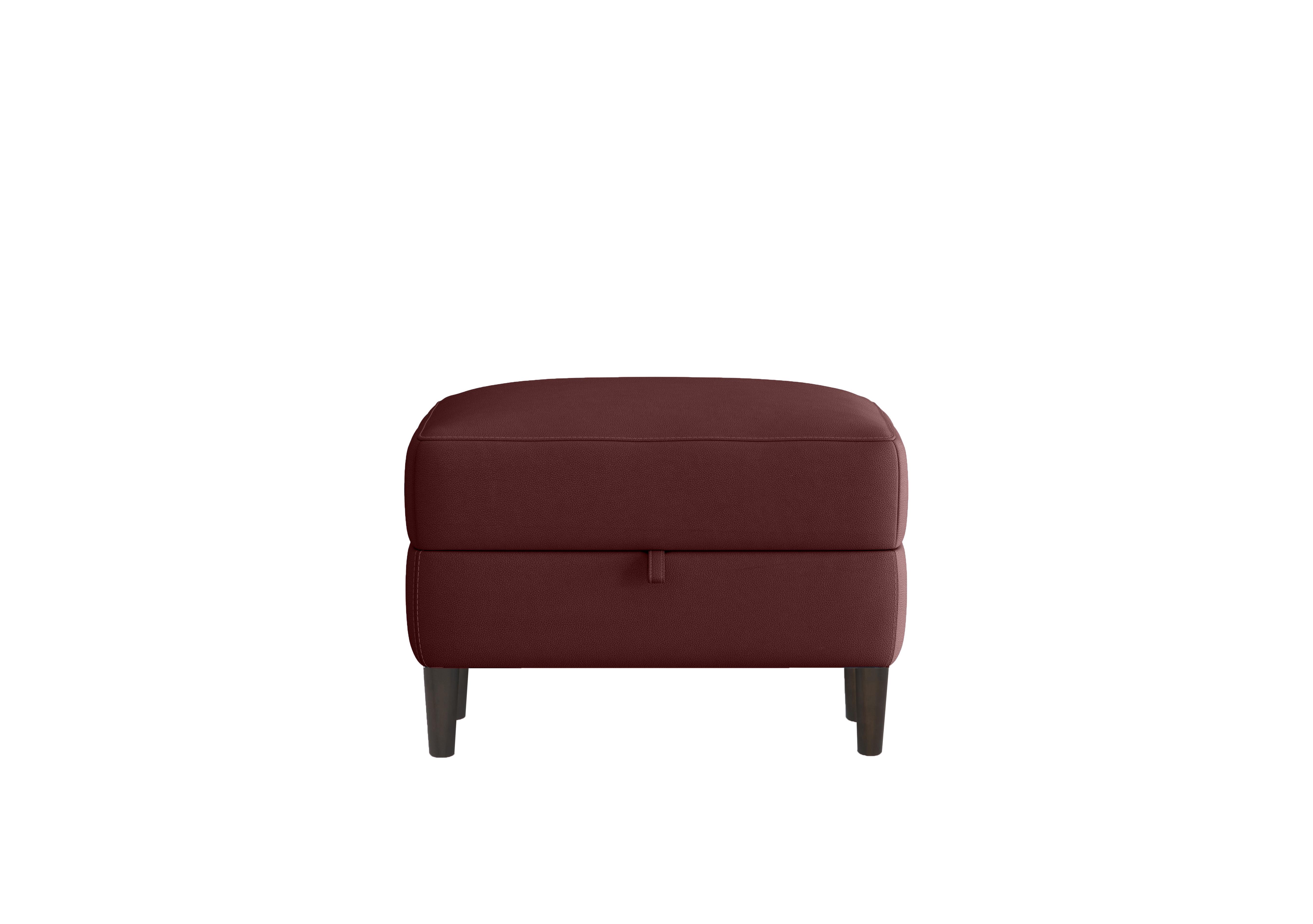 Uno Leather Storage Footstool in Bv-035c Deep Red on Furniture Village