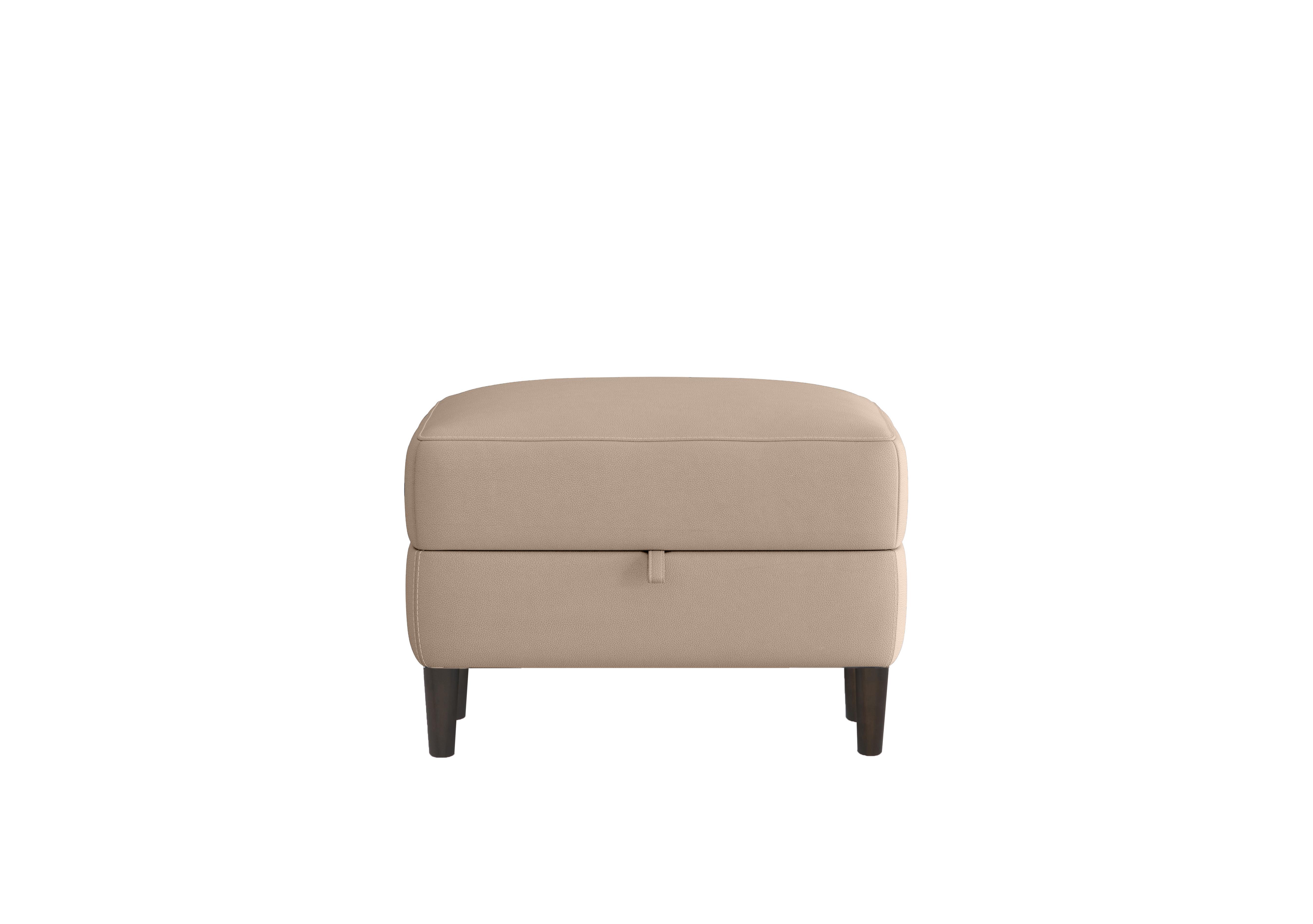 Uno Leather Storage Footstool in Bv-039c Pebble on Furniture Village
