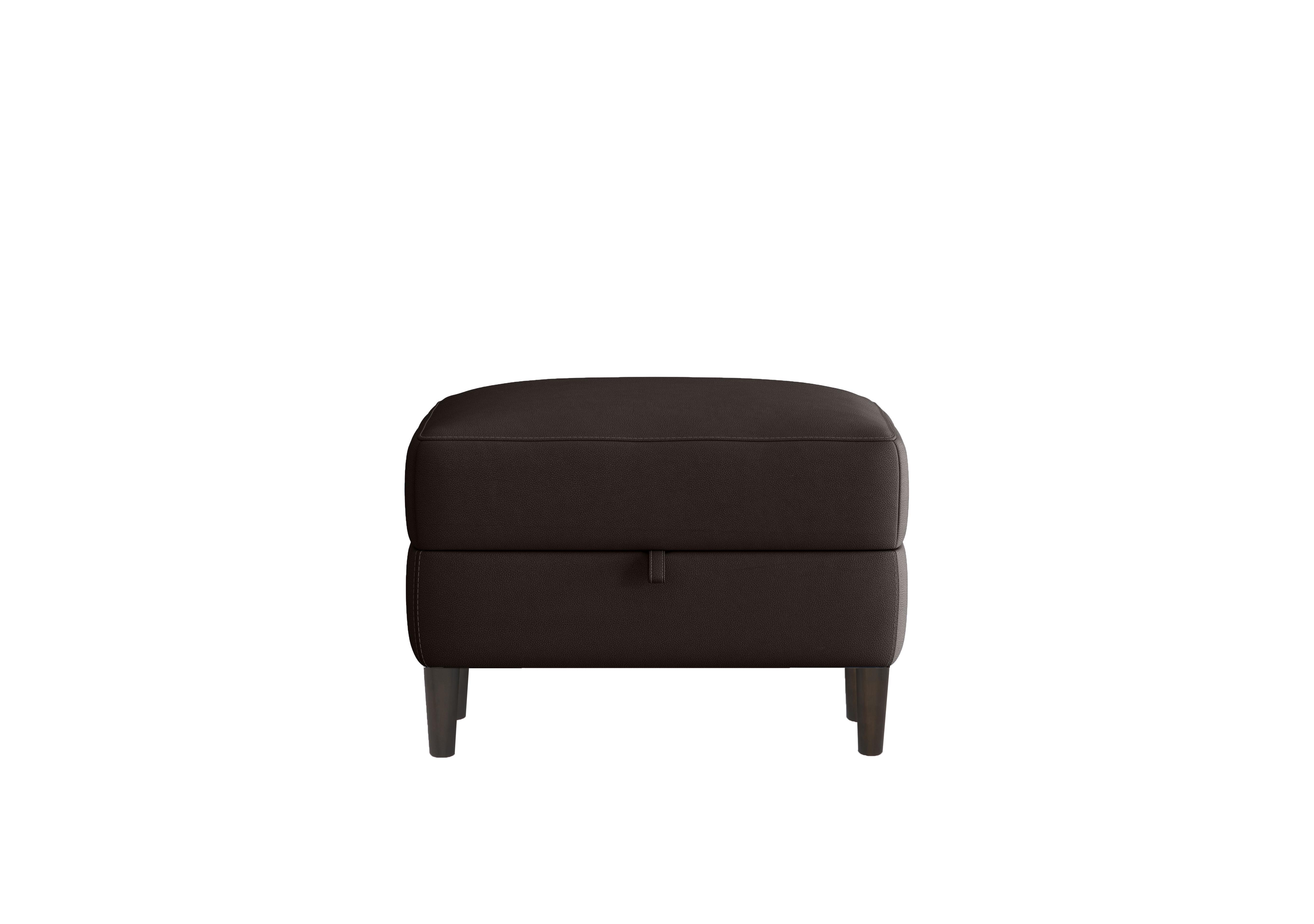 Uno Leather Storage Footstool in Bv-1748 Dark Chocolate on Furniture Village