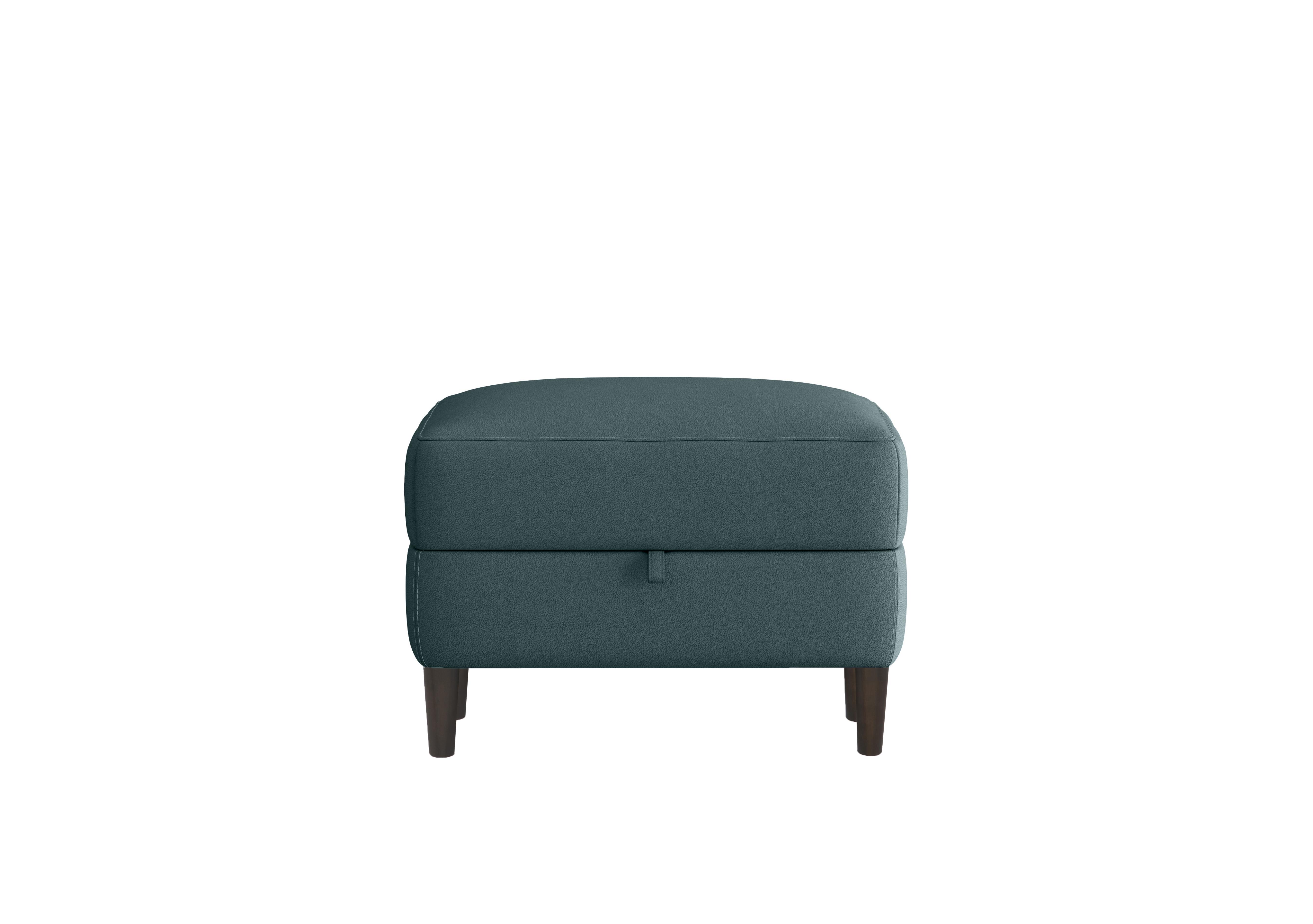 Uno Leather Storage Footstool in Bv-301e Lake Green on Furniture Village