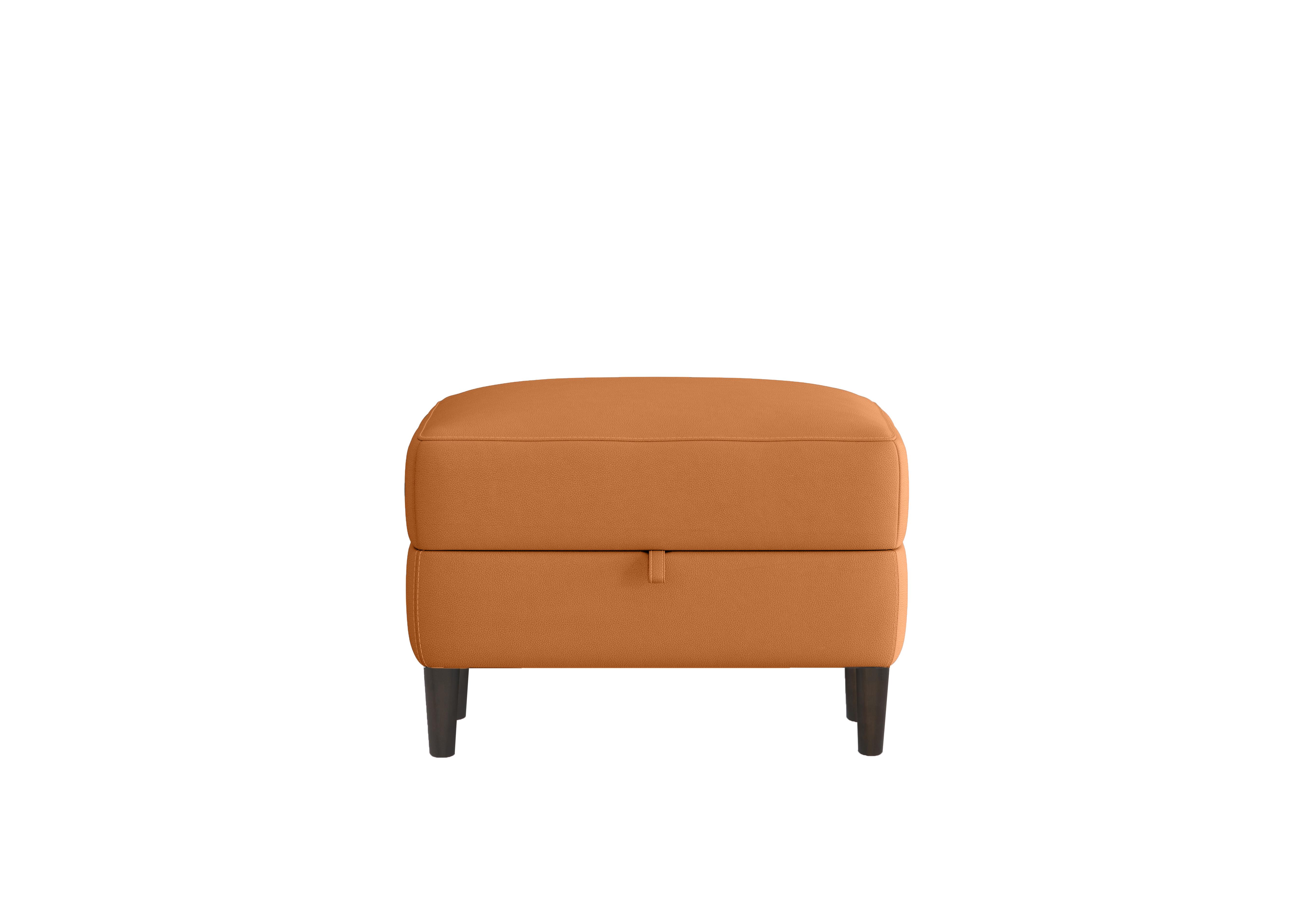 Uno Leather Storage Footstool in Bv-335e Honey Yellow on Furniture Village