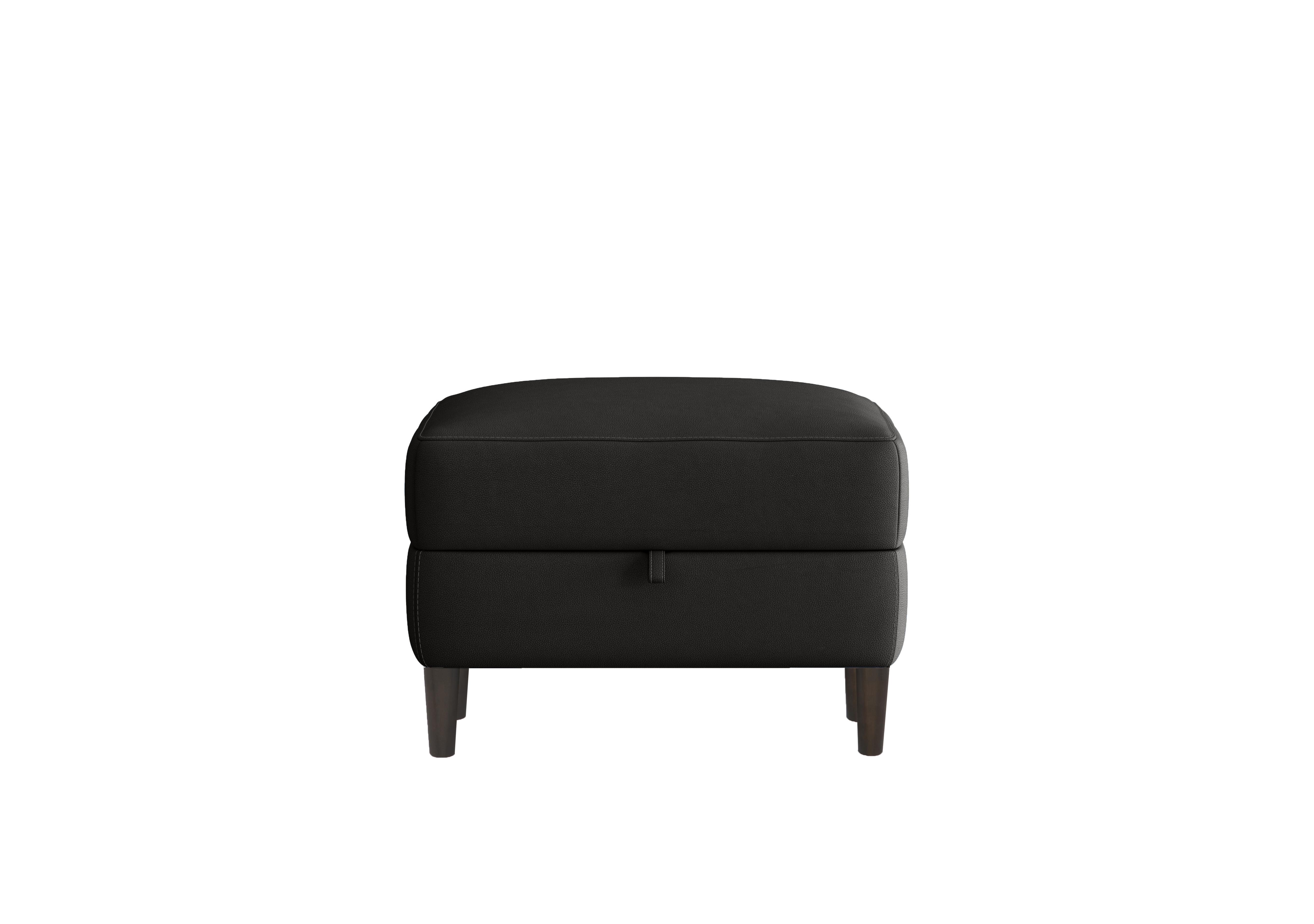 Uno Leather Storage Footstool in Bv-3500 Classic Black on Furniture Village