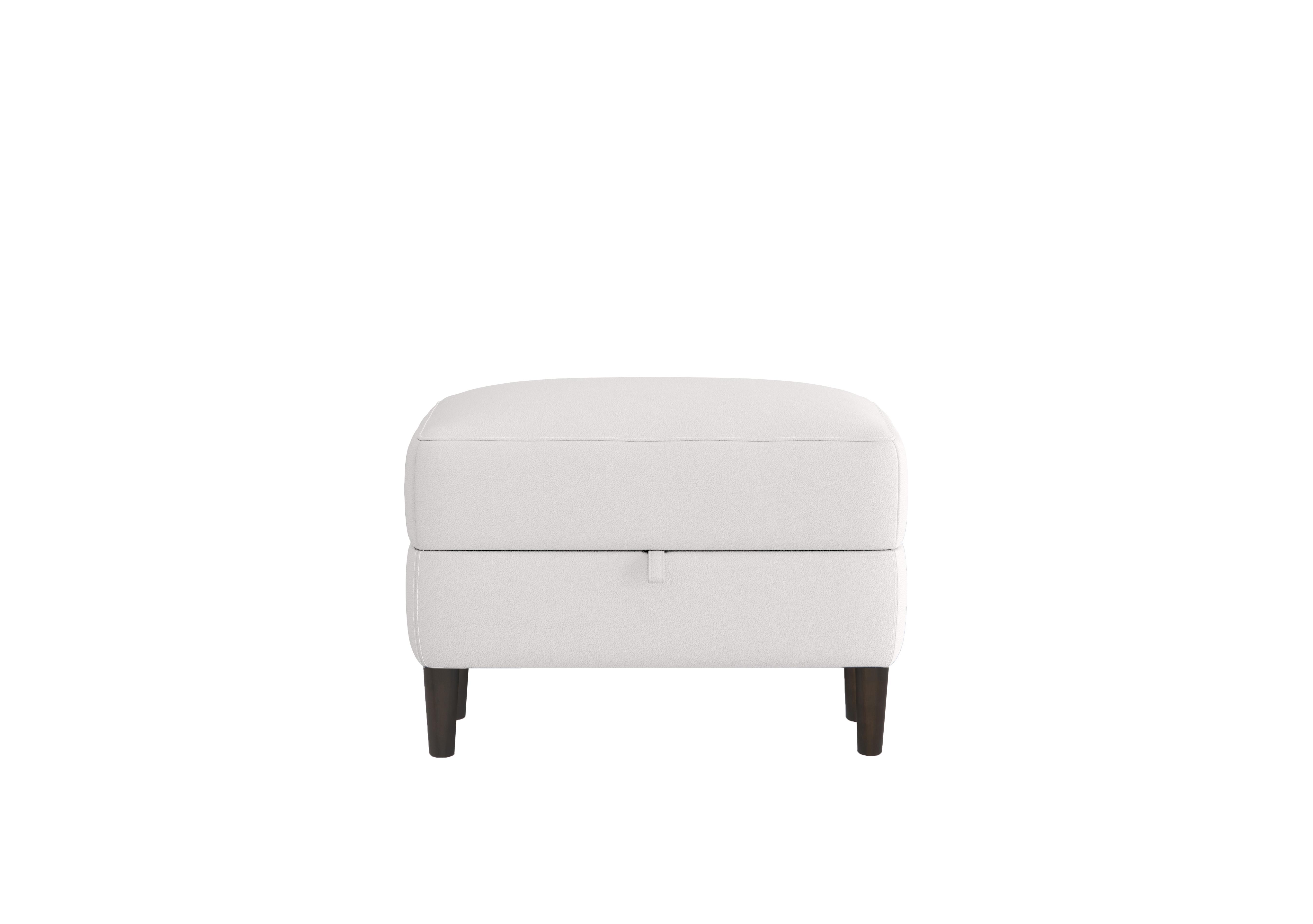 Uno Leather Storage Footstool in Bv-744d Star White on Furniture Village