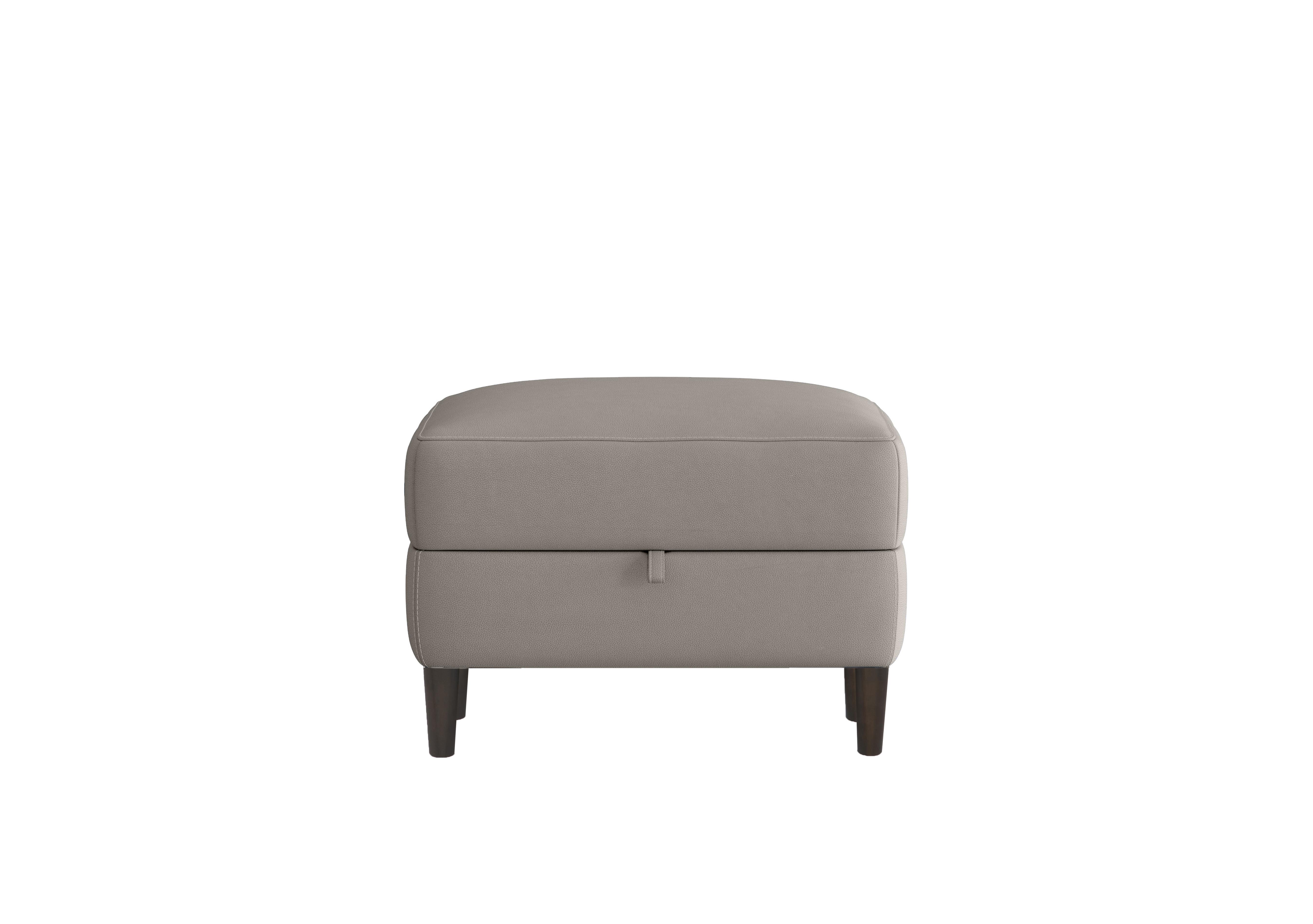 Uno Leather Storage Footstool in Bv-946b Silver Grey on Furniture Village