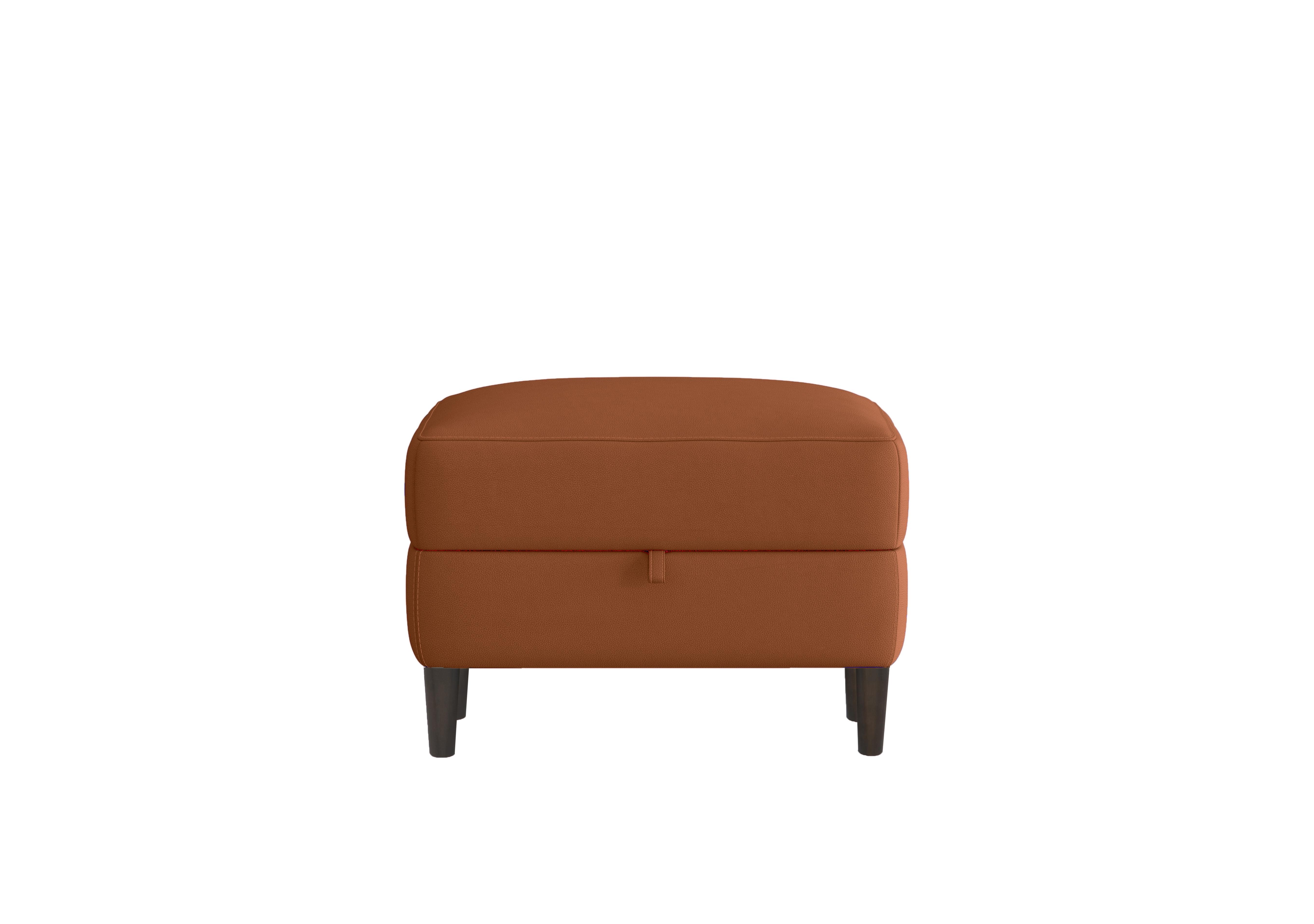 Uno Leather Storage Footstool in Hw-602b Pecan Brown on Furniture Village