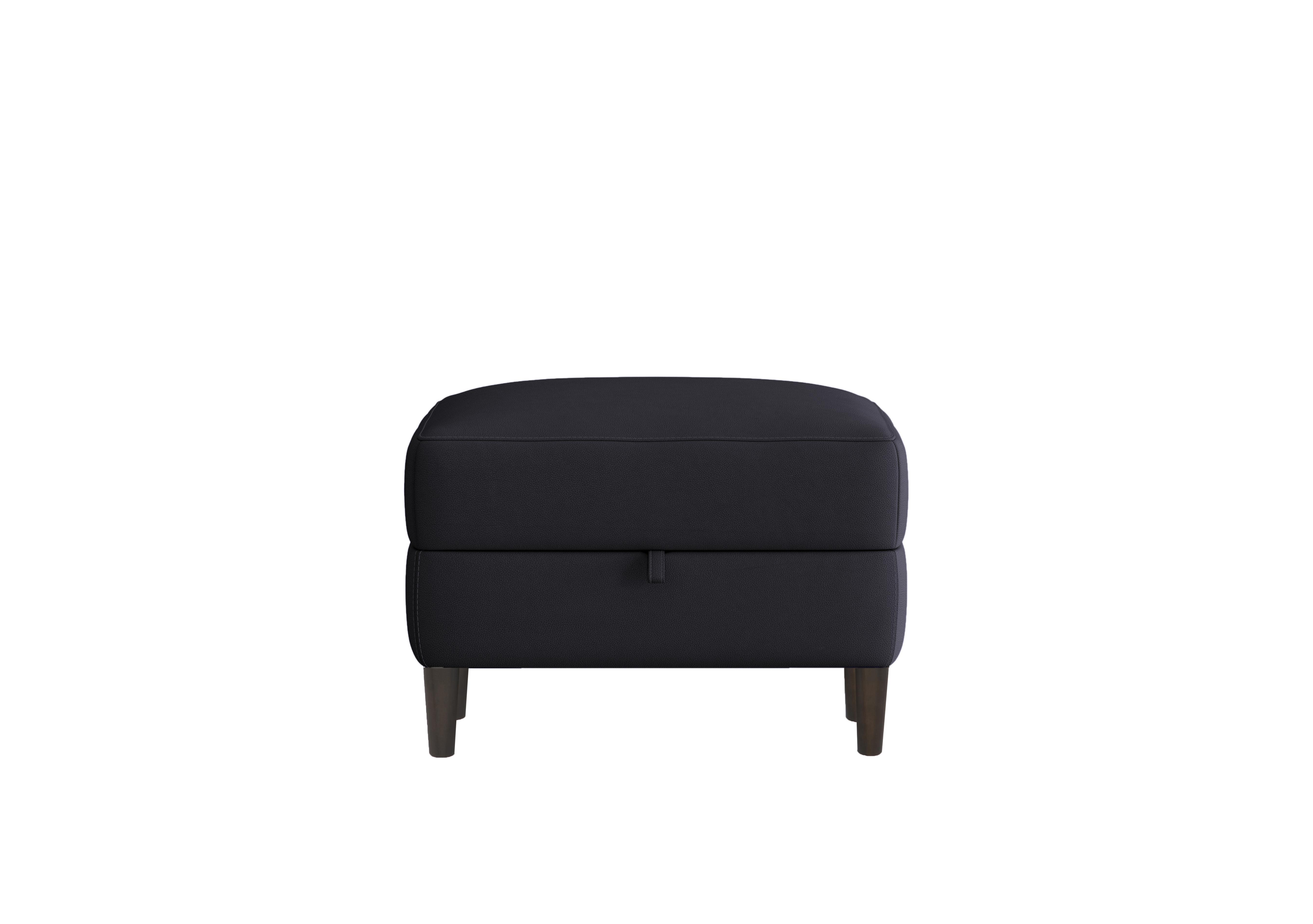 Uno Leather Storage Footstool in Hw-887c Black on Furniture Village