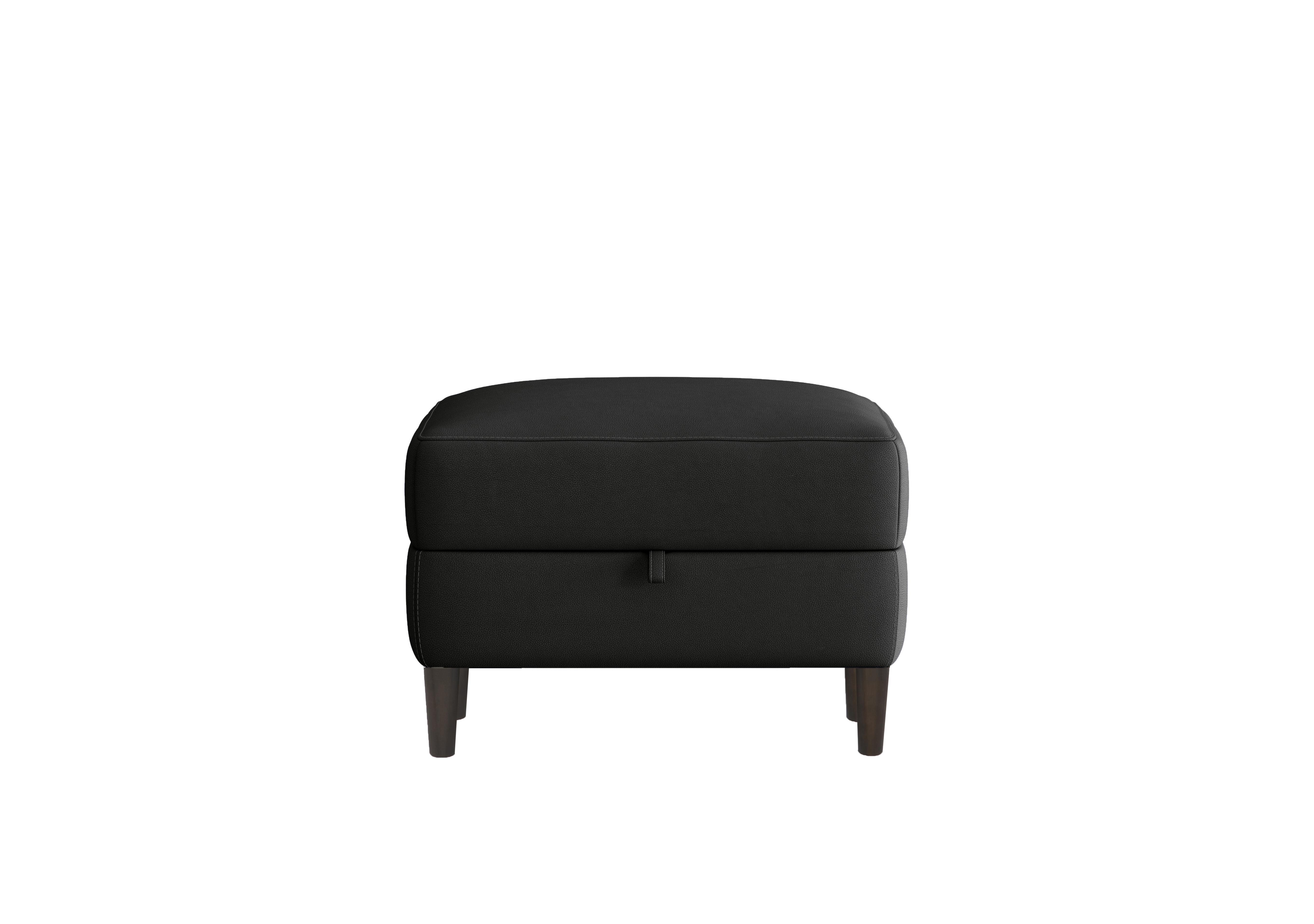 Uno Leather Storage Footstool in Nc-023c Black on Furniture Village