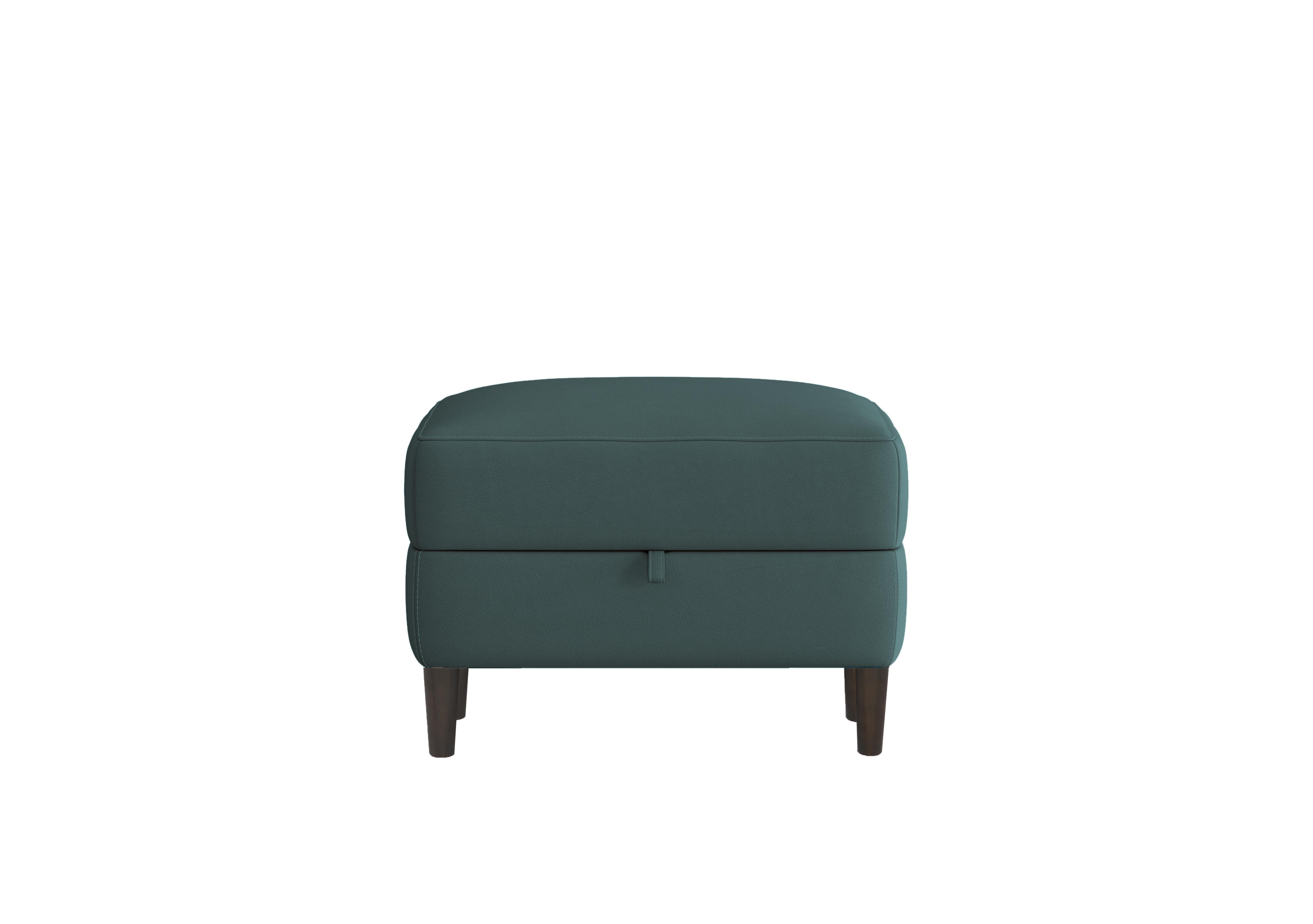Uno Leather Storage Footstool in Nc-301e Lake Green on Furniture Village