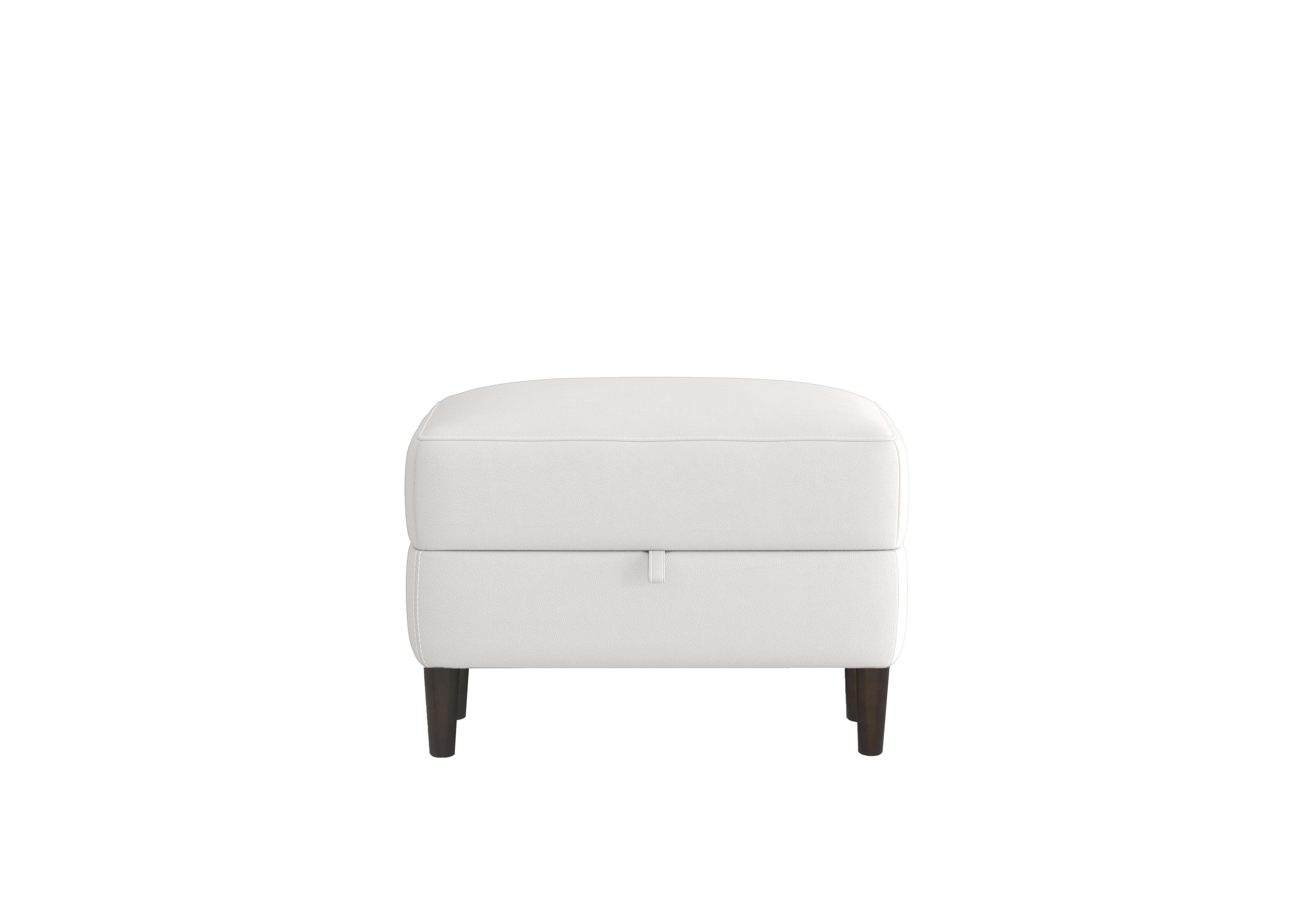Uno Leather Storage Footstool in Nc-744d Star White on Furniture Village