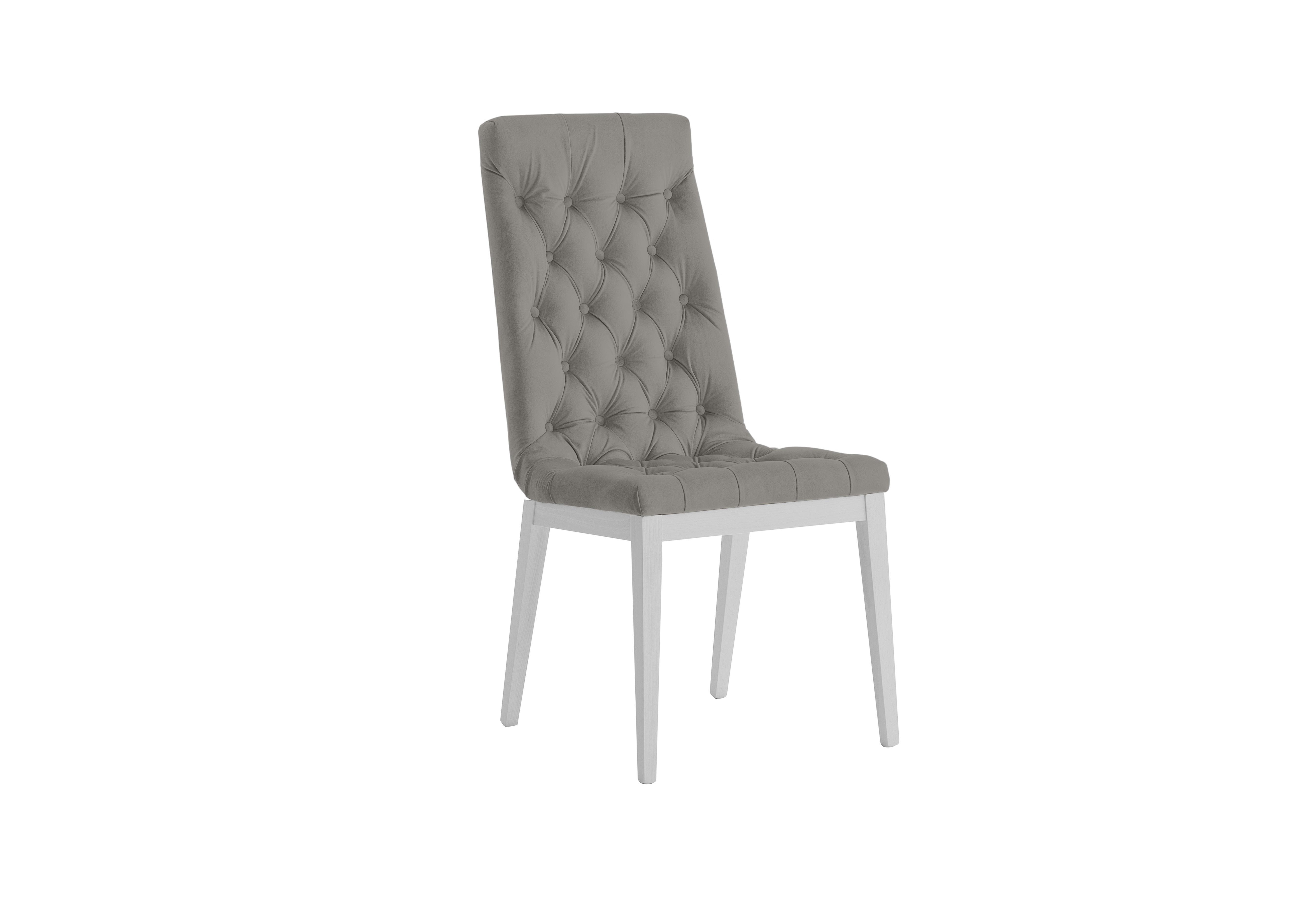 Palazzo Capitonne Buttoned Dining Chair in Glossy White in 374 Scarlet 05 Silver on Furniture Village