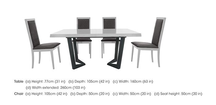 Palazzo 160cm Extending Dining Table in Glossy White with 4 Rombi Dining Chairs in  on Furniture Village