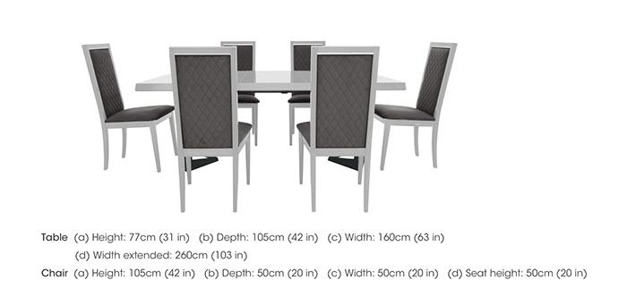 Palazzo 160cm Extending Dining Table in Glossy White with 6 Rombi Dining Chairs in  on Furniture Village
