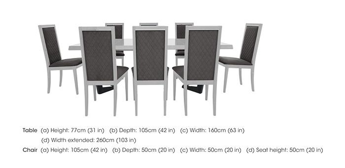 Palazzo 160cm Extending Dining Table in Glossy White with 8 Rombi Dining Chairs in  on Furniture Village