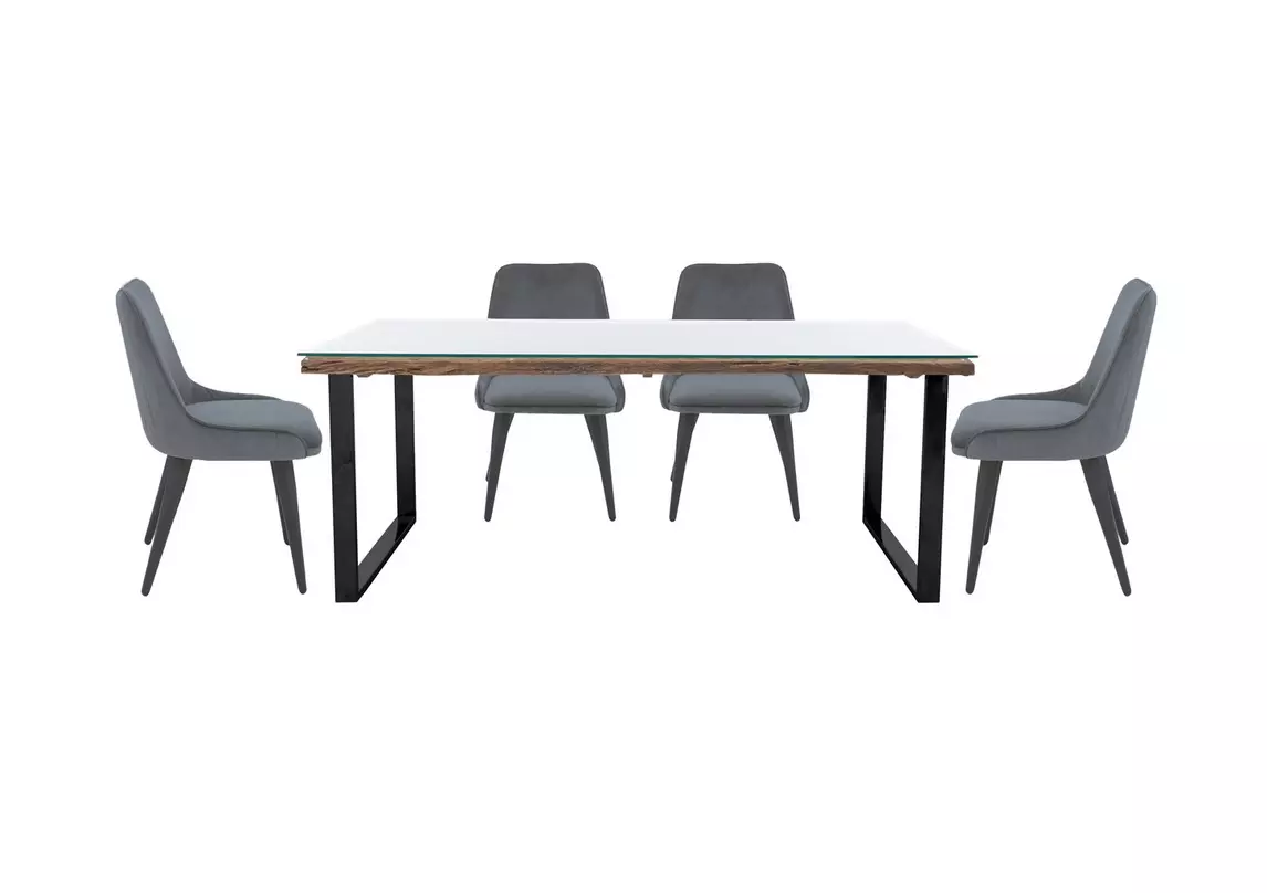 Noir Dining Table with U Leg Base and 4 Dining Chairs Furniture Village