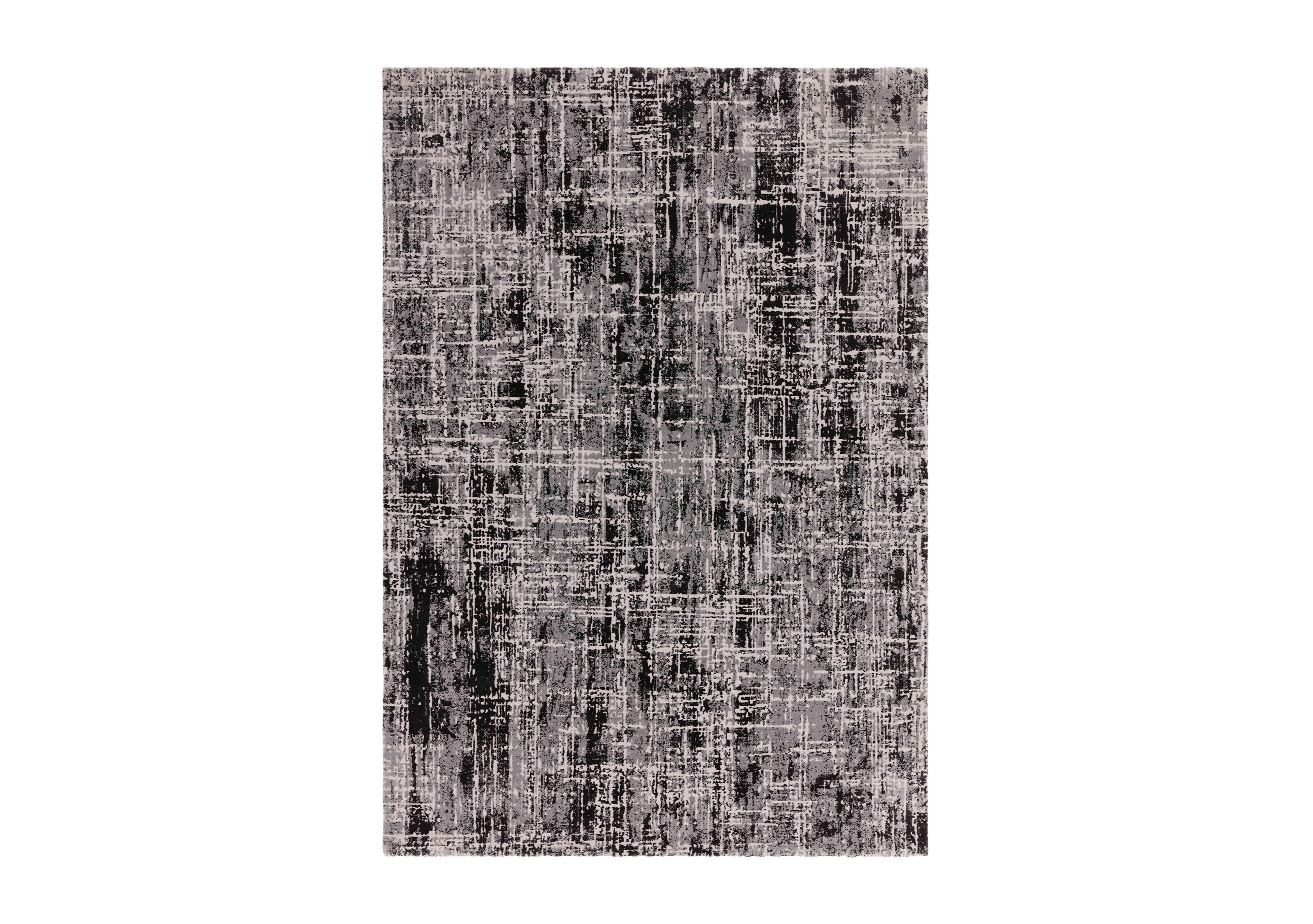 Kuza Abstract Rug in Black on Furniture Village