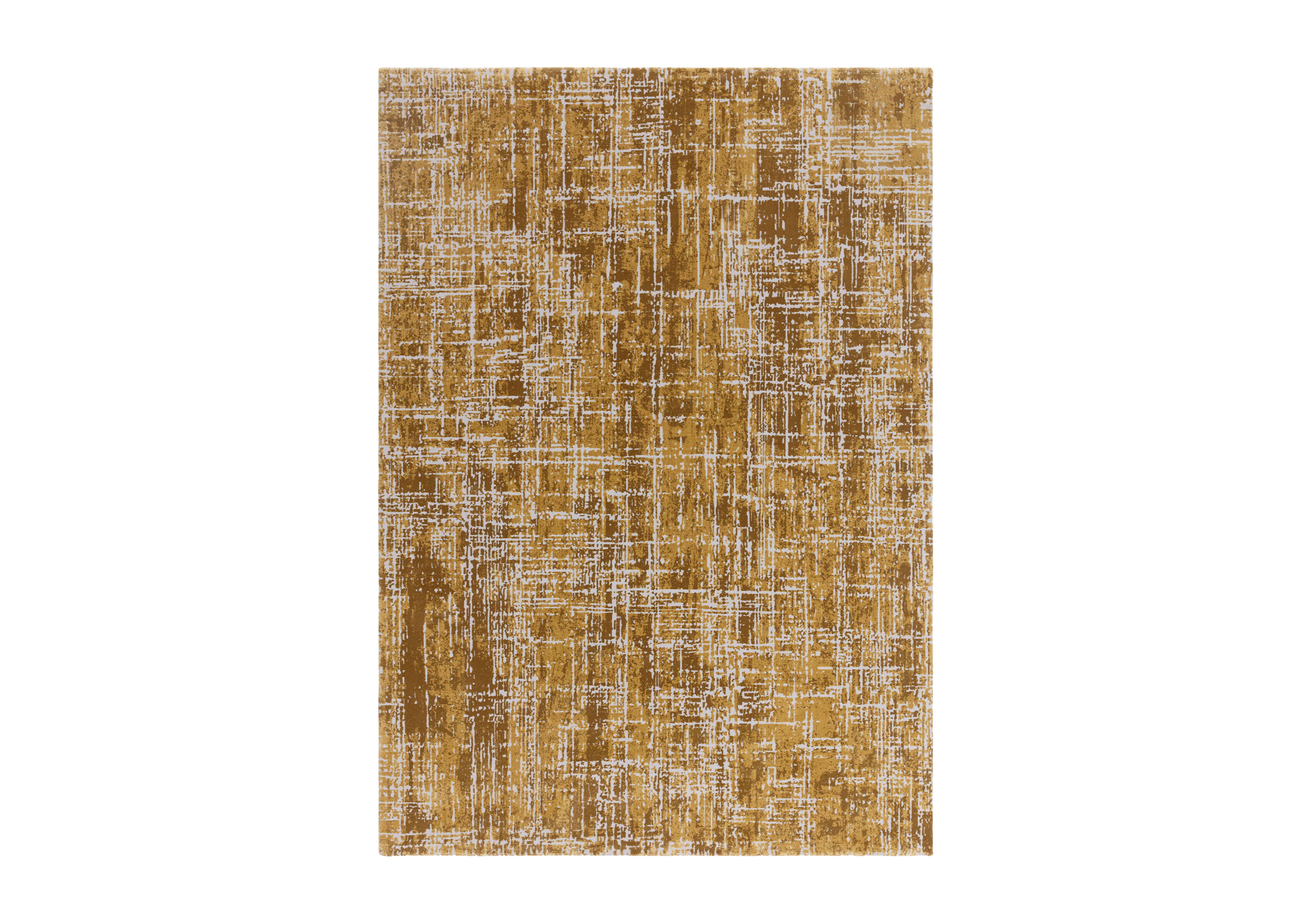 Kuza Abstract Rug in Gold on Furniture Village