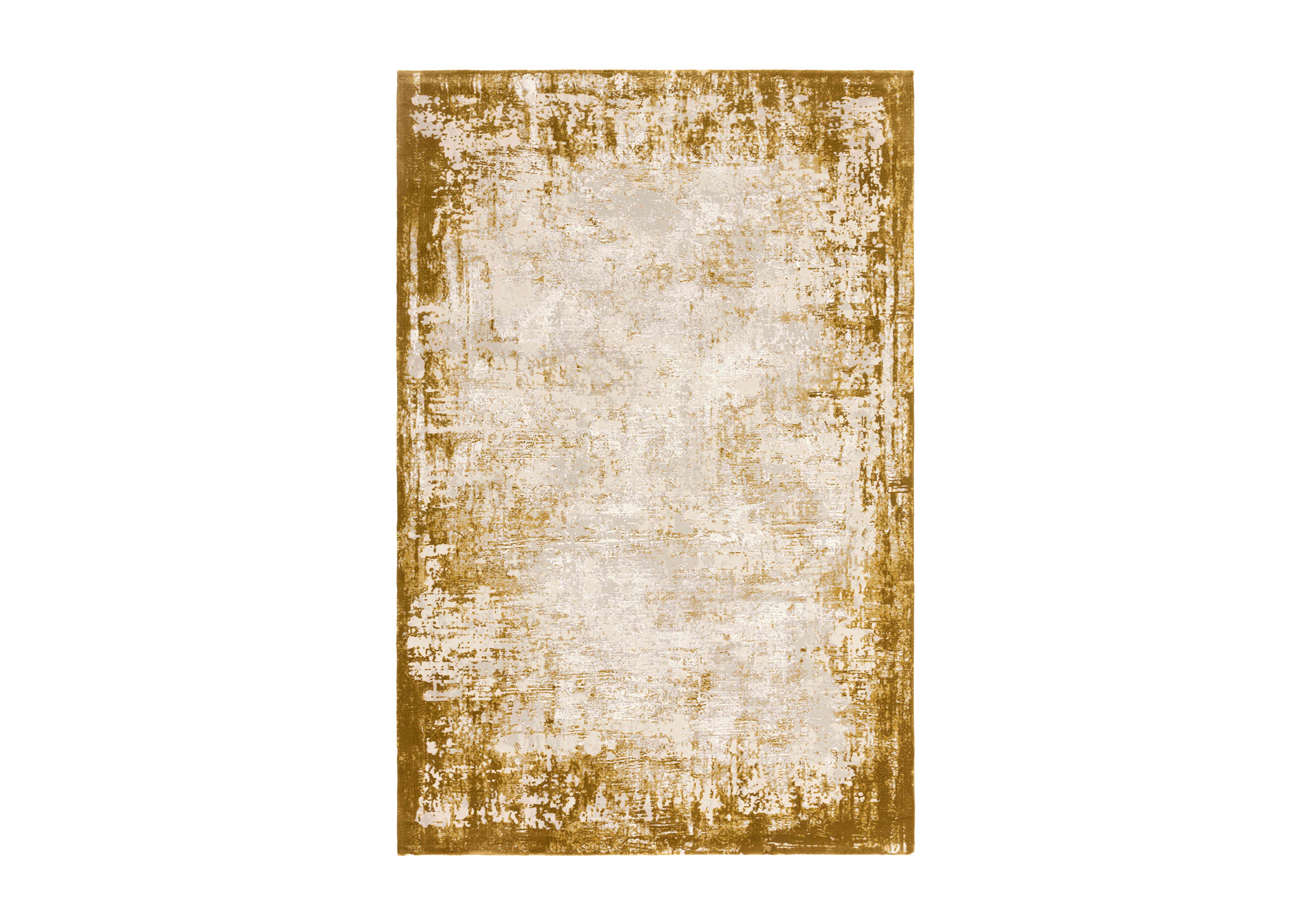 Kuza Border Rug in Gold on Furniture Village