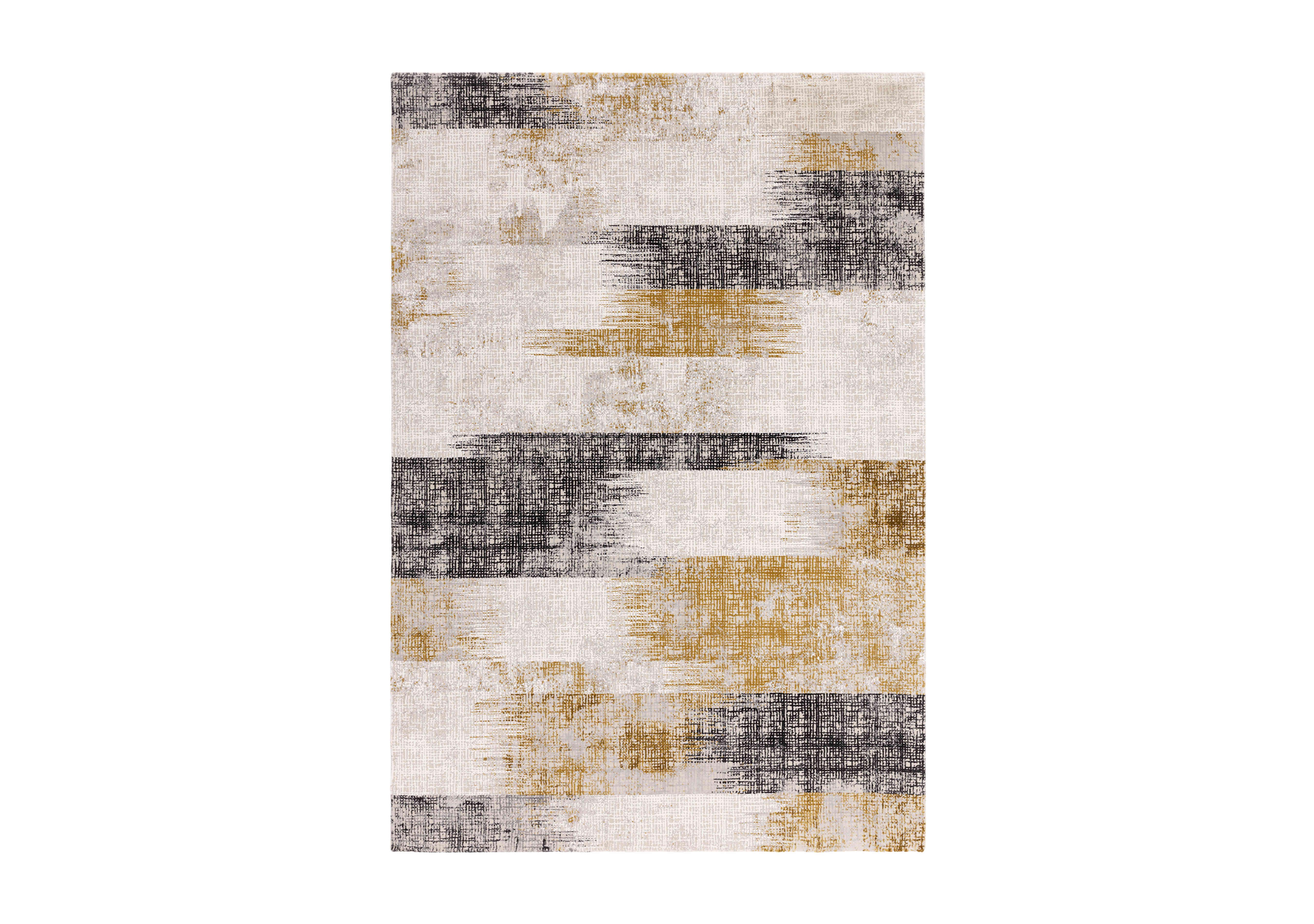 Kuza Lines Rug in Gold on Furniture Village