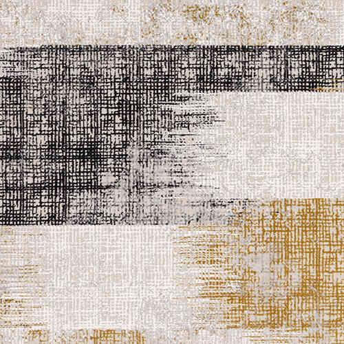 Kuza Lines Rug in Gold on Furniture Village