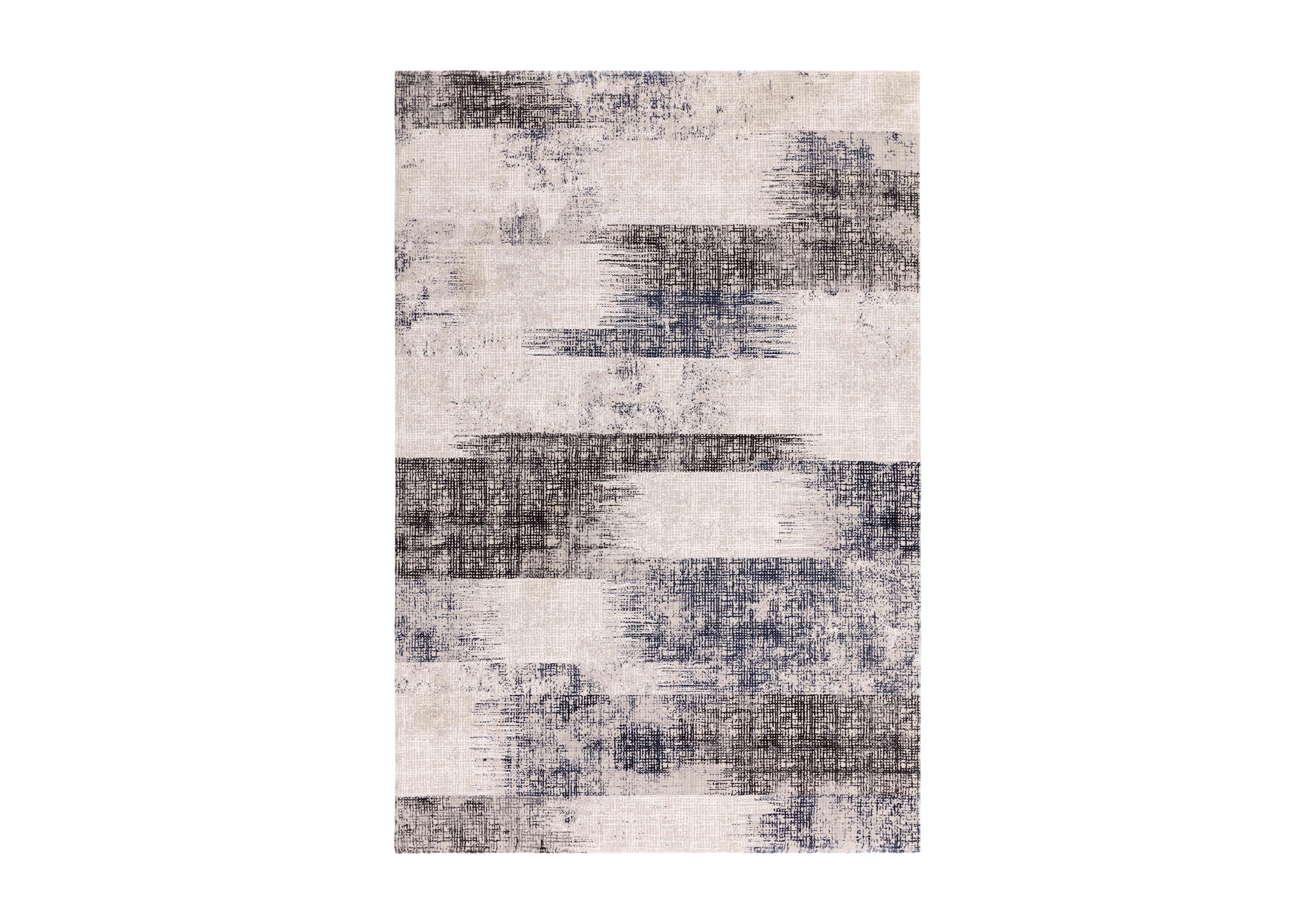 Kuza Lines Rug in Navy on Furniture Village