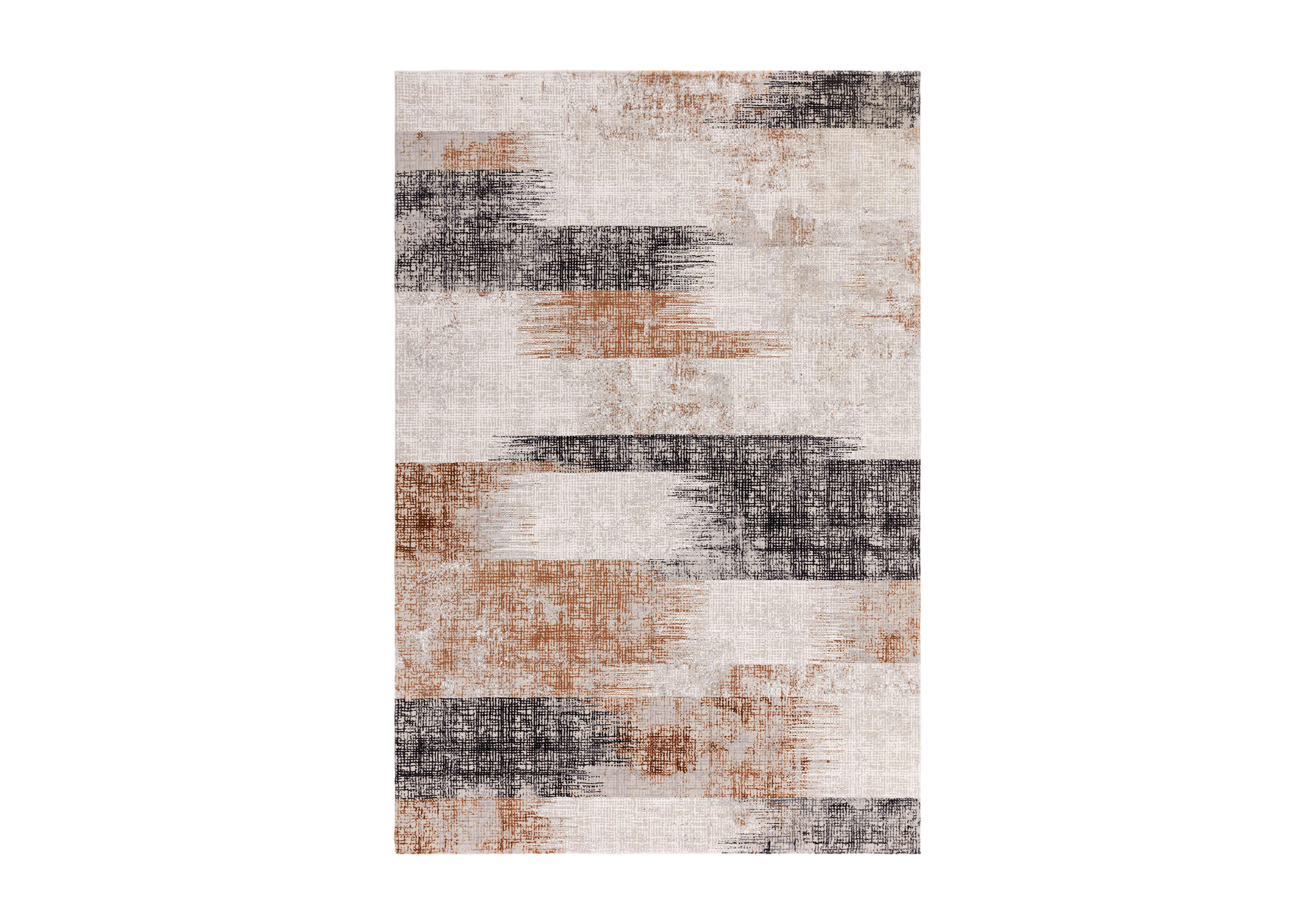 Kuza Lines Rug in Terracotta on Furniture Village