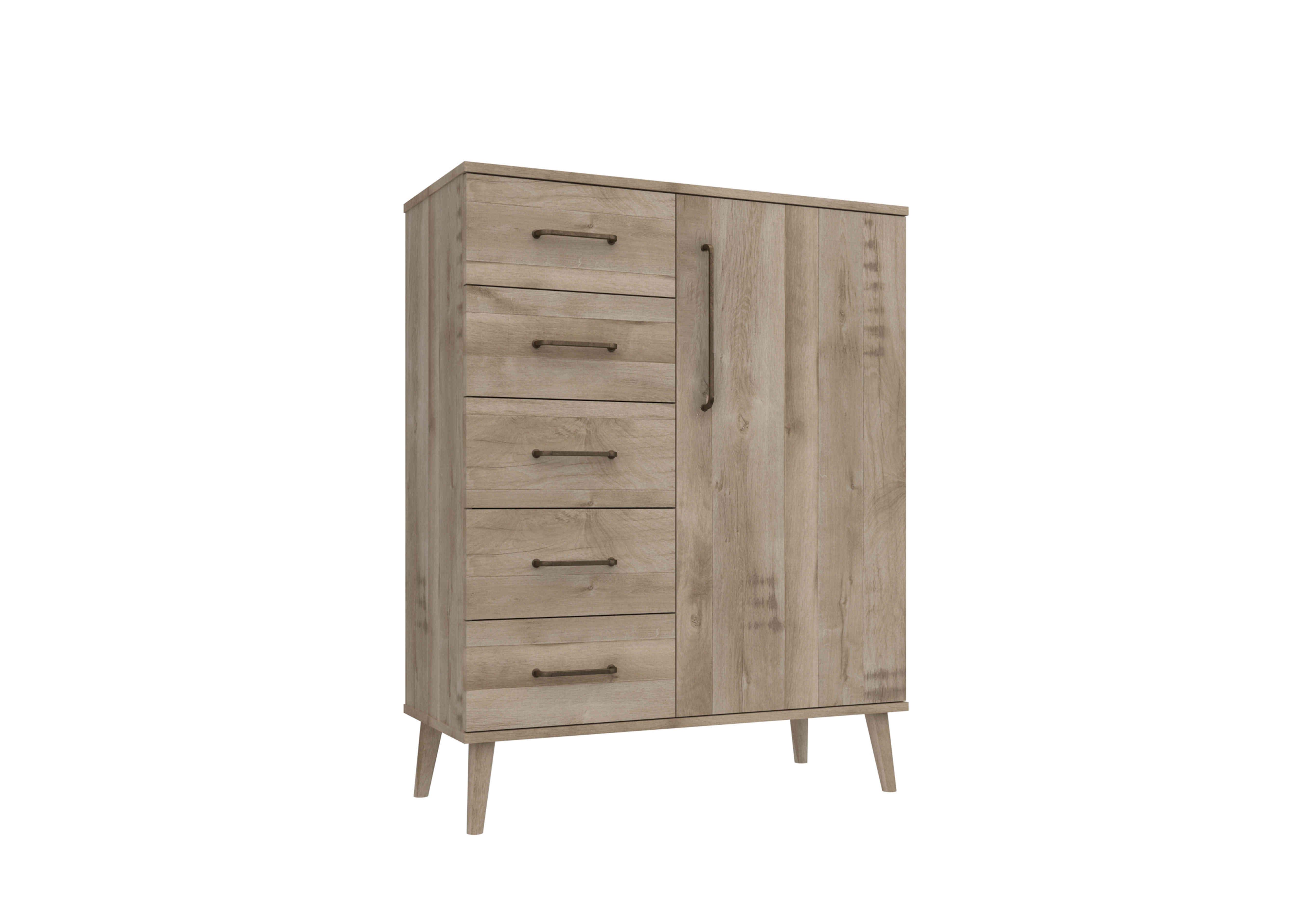 Finchley 5 Drawer Chest with Wardrobe in Italian Natural Oak on Furniture Village