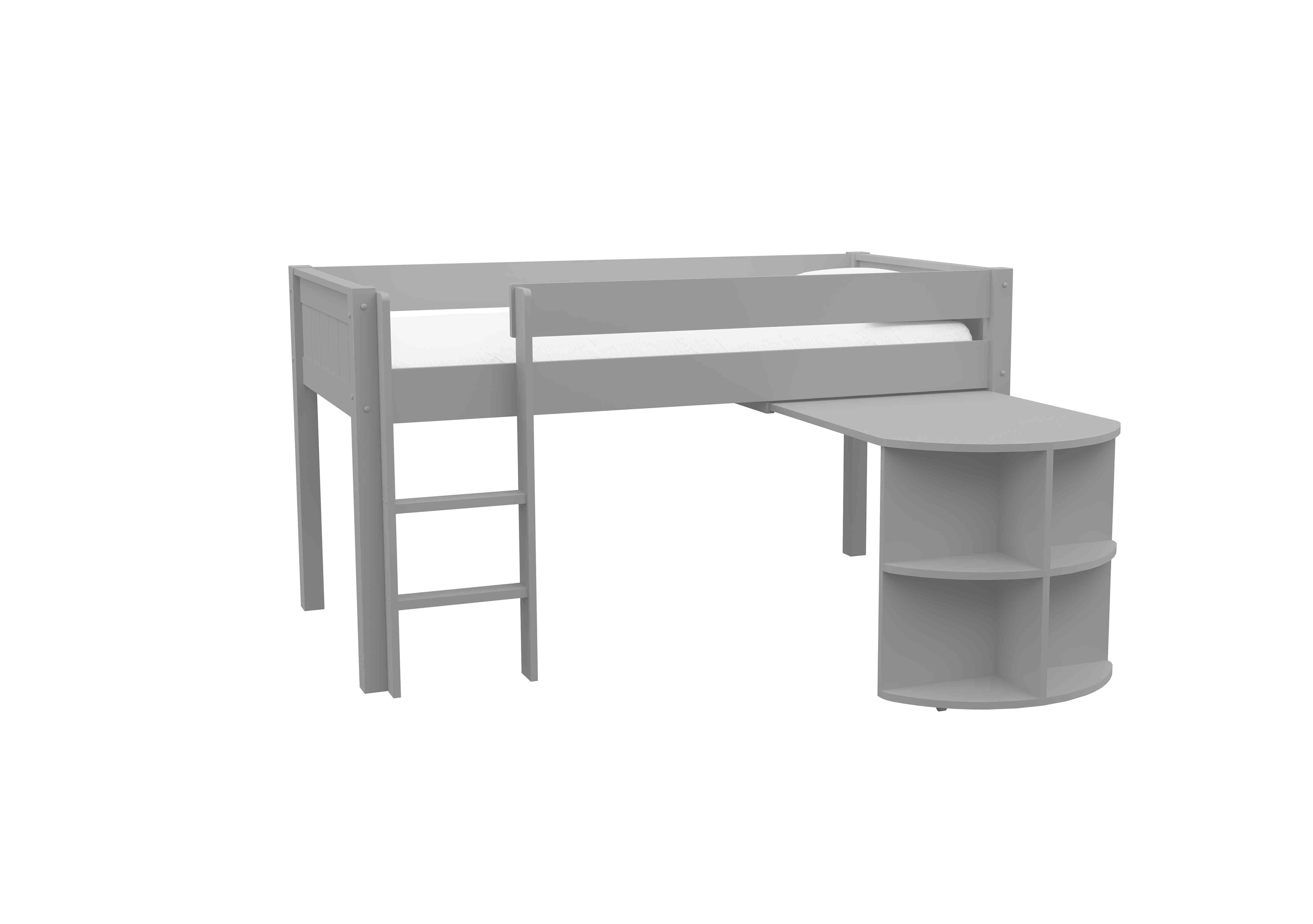 Chase Mid Sleeper with Desk in Grey on Furniture Village