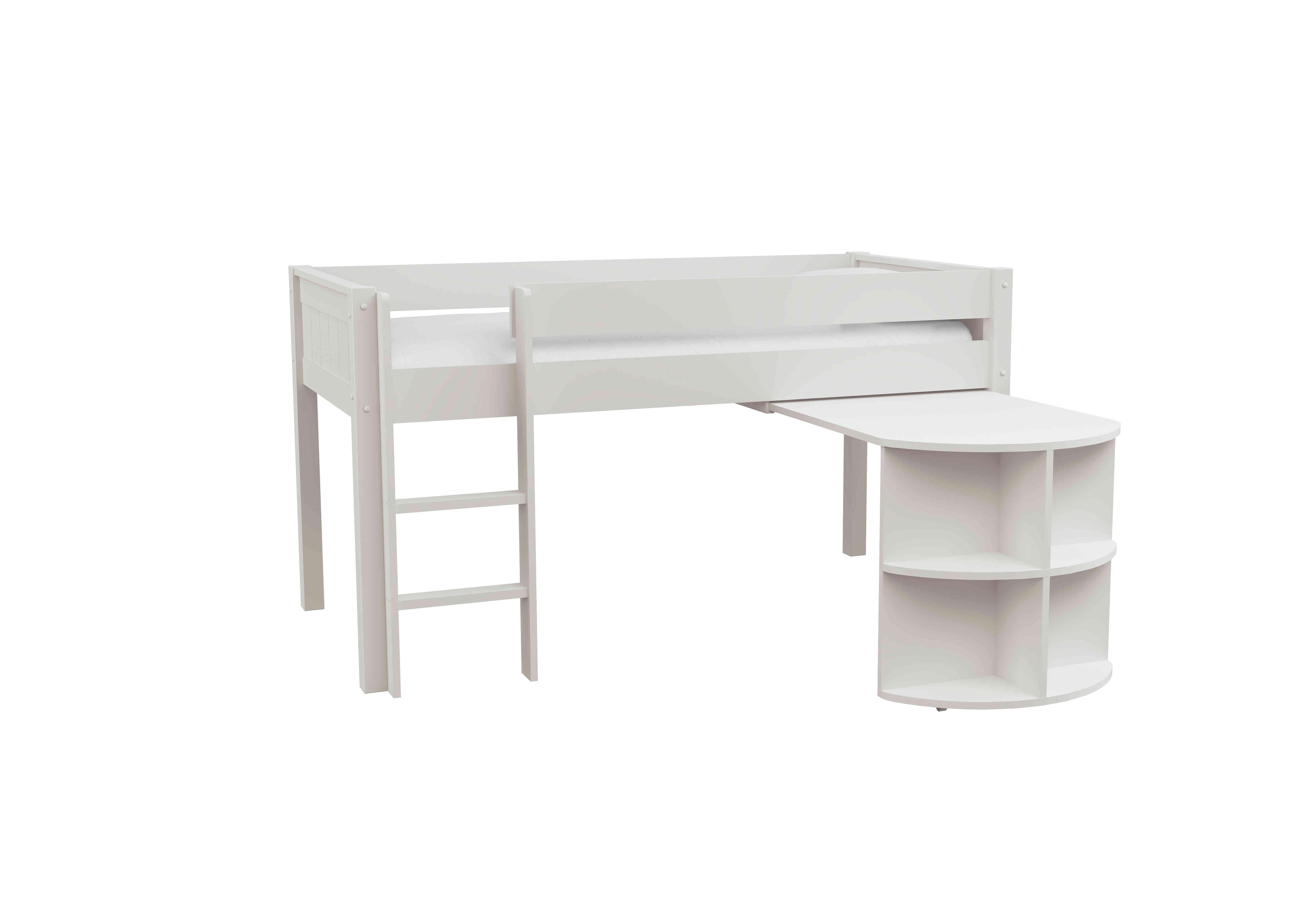 Chase Mid Sleeper with Desk in White on Furniture Village