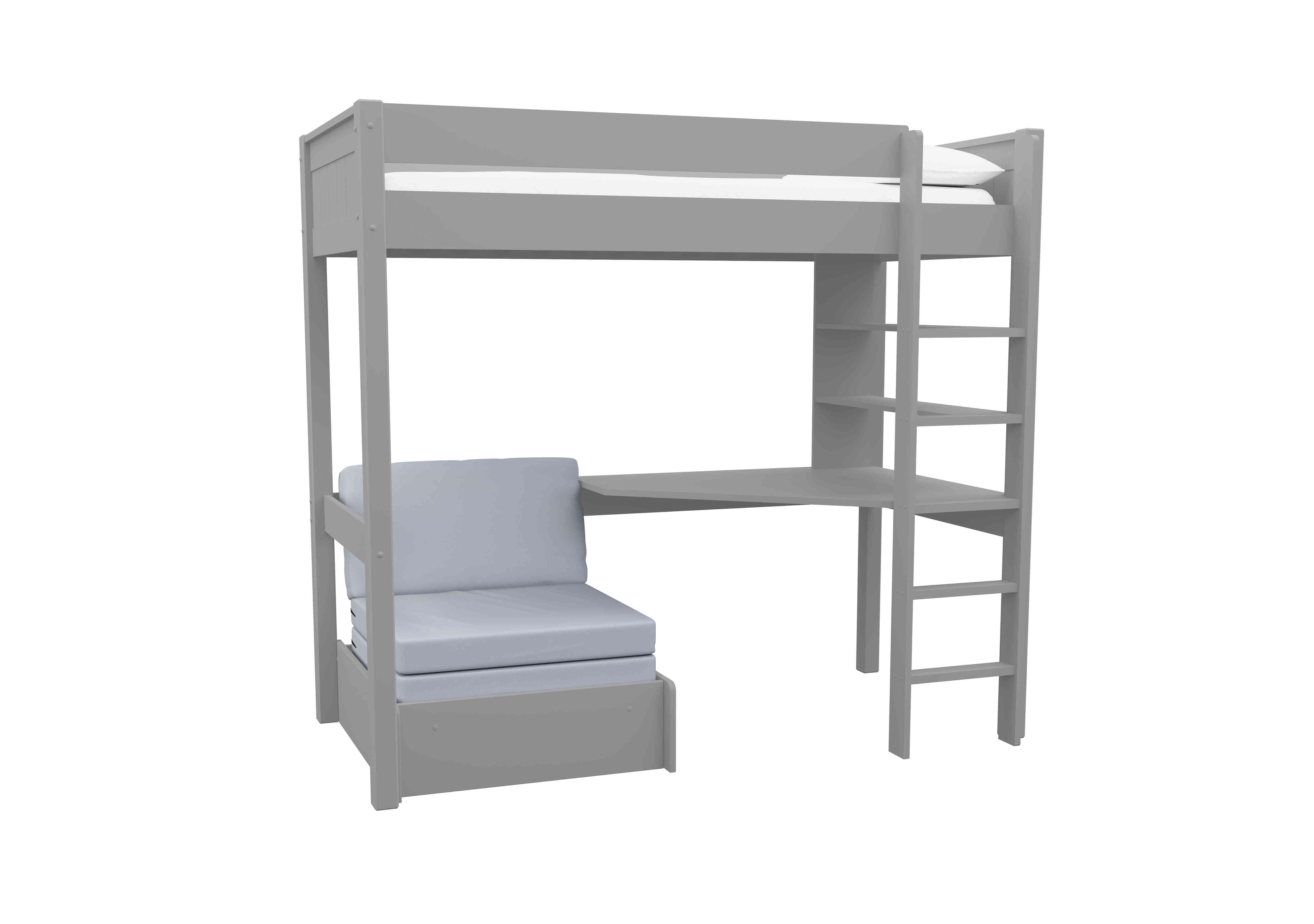 Chase High Sleeper with Desk and Chair Bed in Grey on Furniture Village