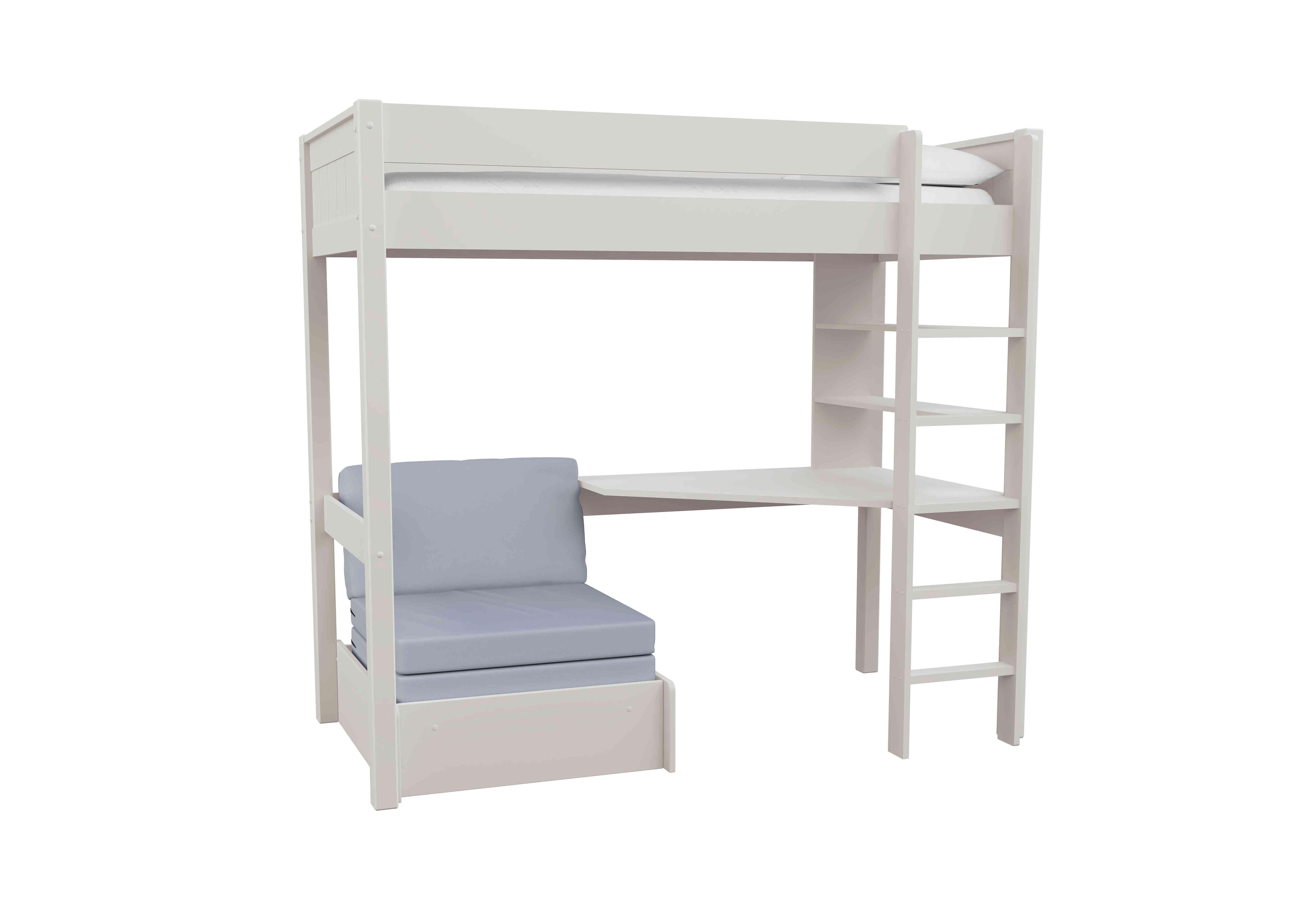 Chase High Sleeper with Desk and Chair Bed in White on Furniture Village