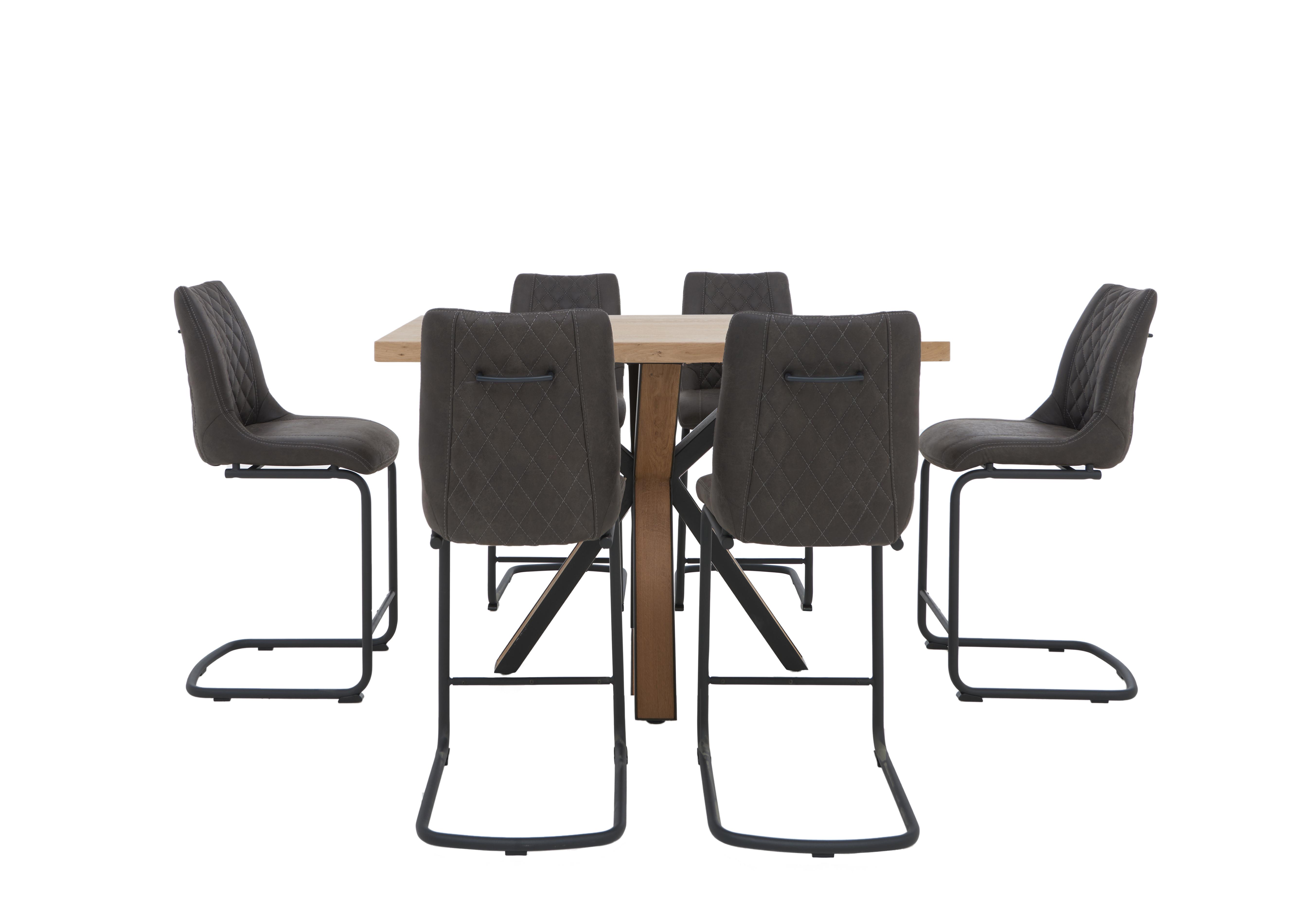 Detroit Starburst Leg Bar Table and 6 Baltimore Bar Stools in Anthracite on Furniture Village