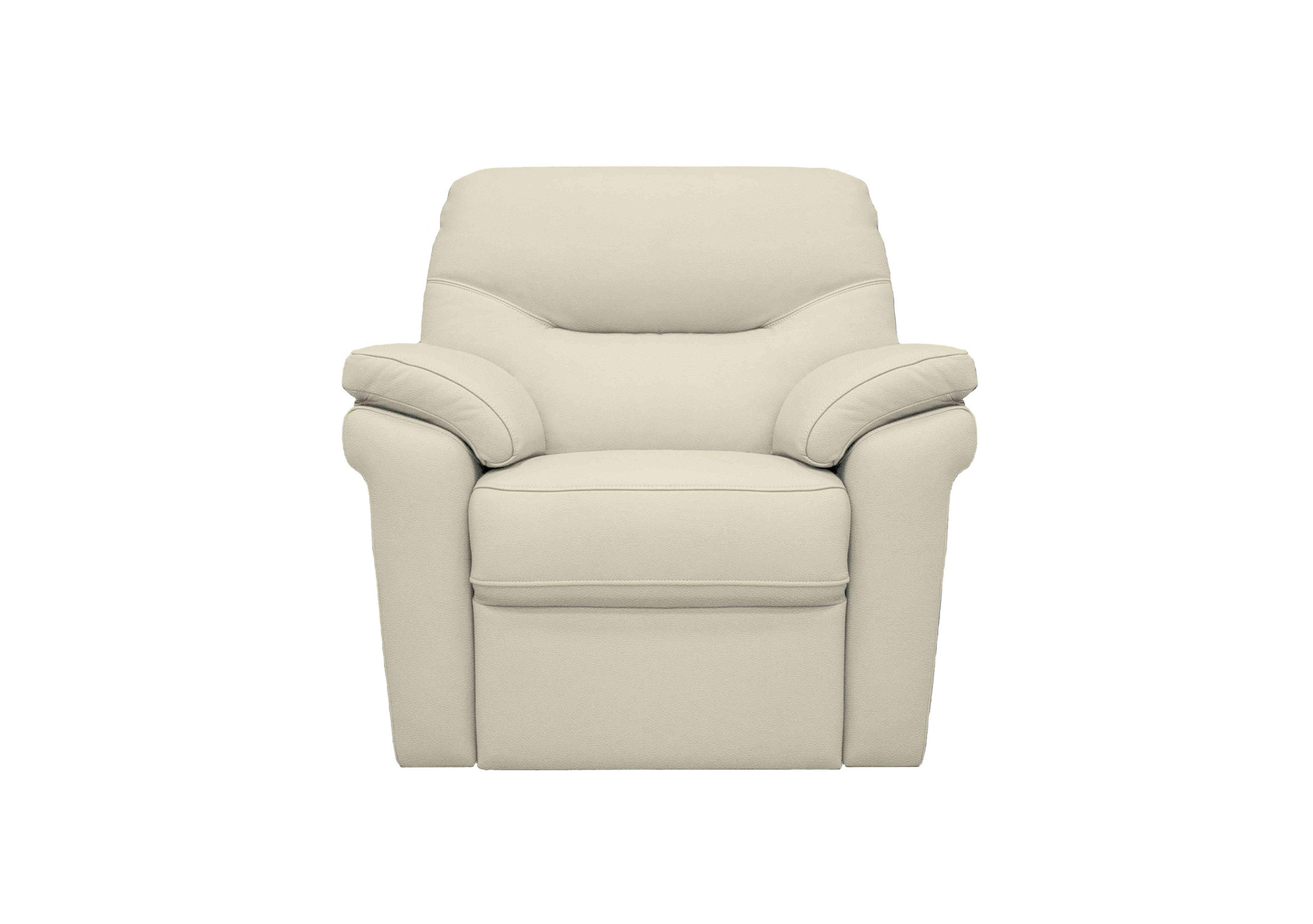 Seattle Leather Power Recliner Armchair with Power Lumbar in L840 Cambridge Chalk on Furniture Village