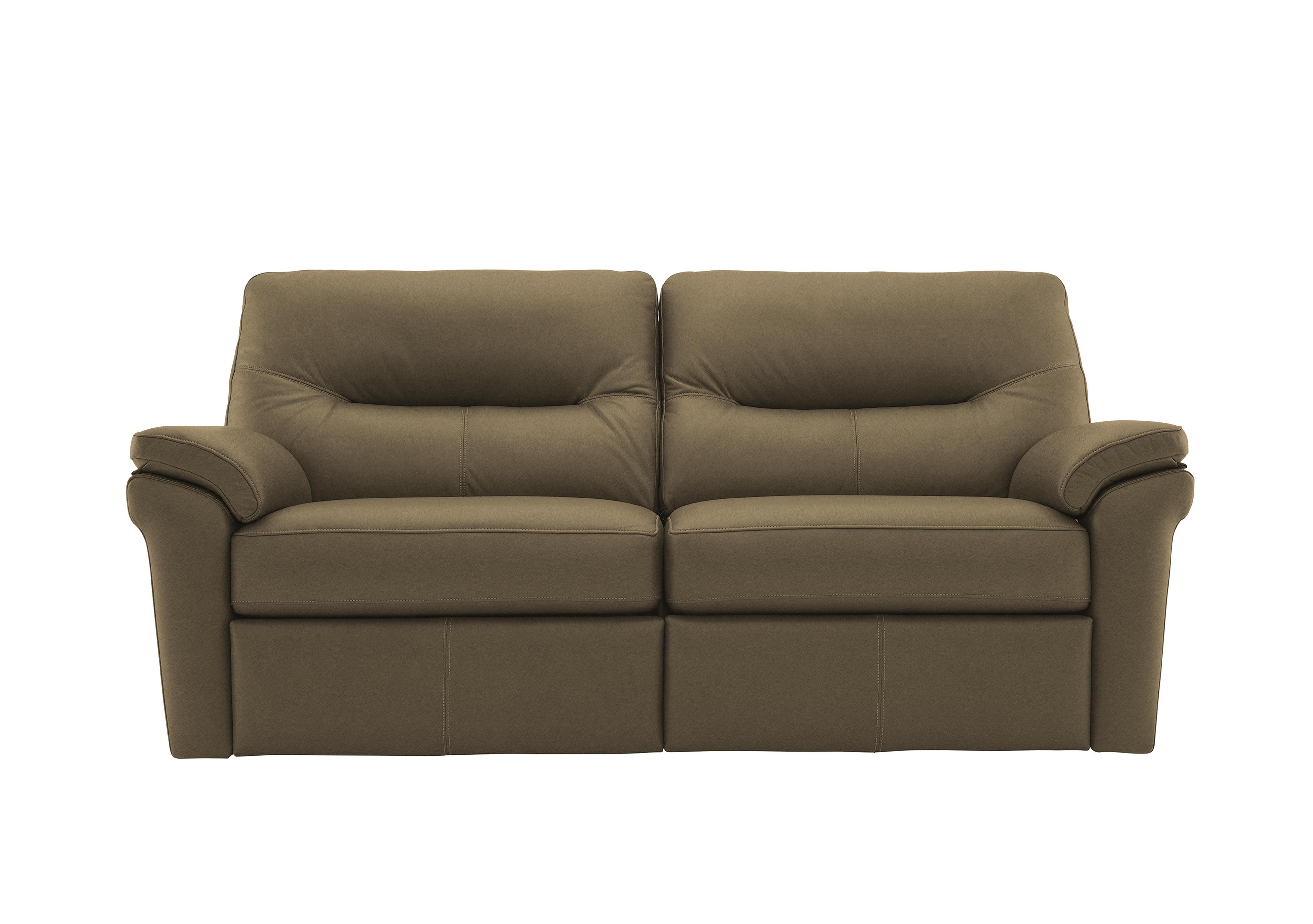 Seattle 3 Seater Leather Power Recliner Sofa with Power Lumbar in P216 Capri Mushroom on Furniture Village