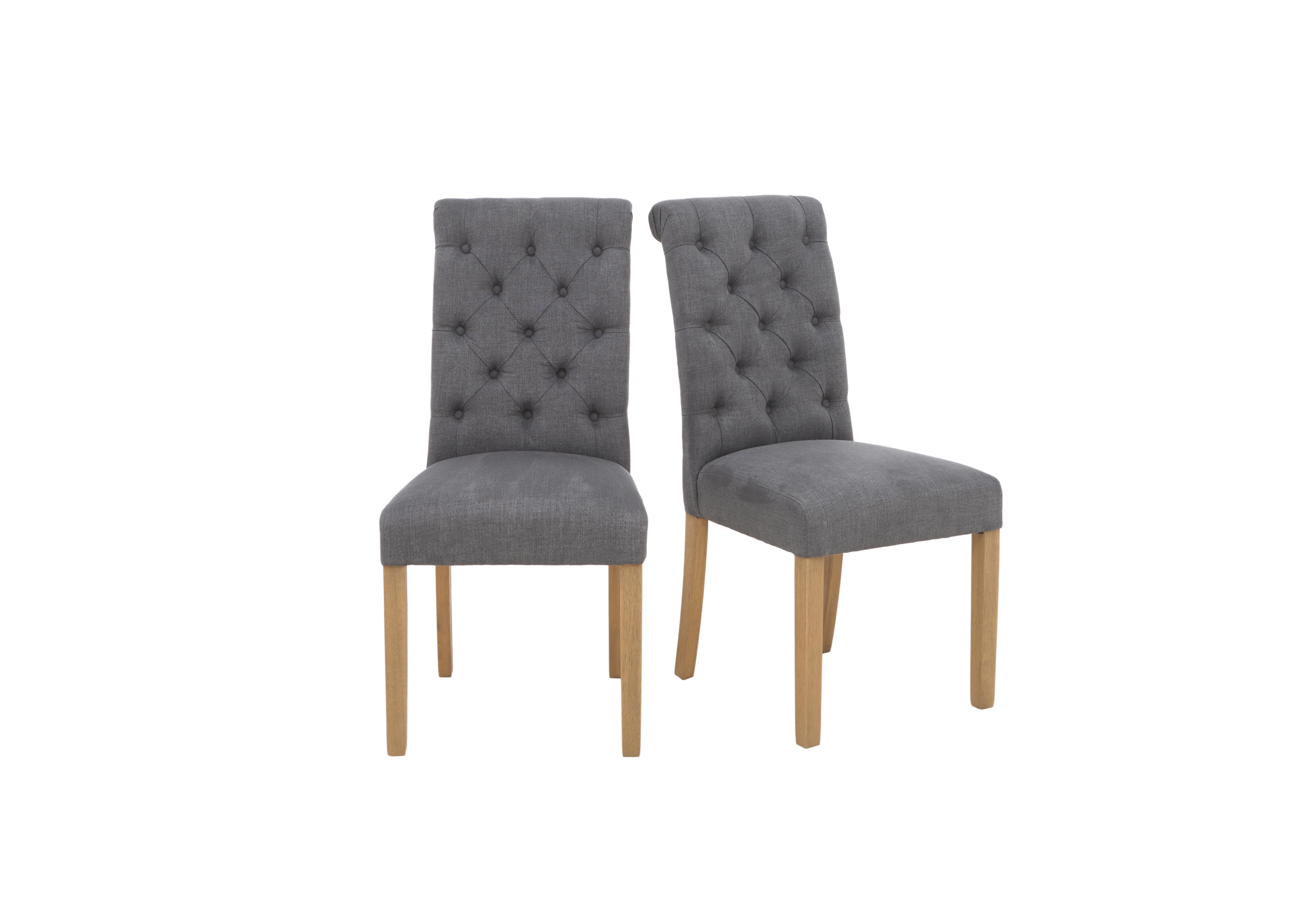Hamilton Pair of Button Back Dining Chairs in Charcoal on Furniture Village