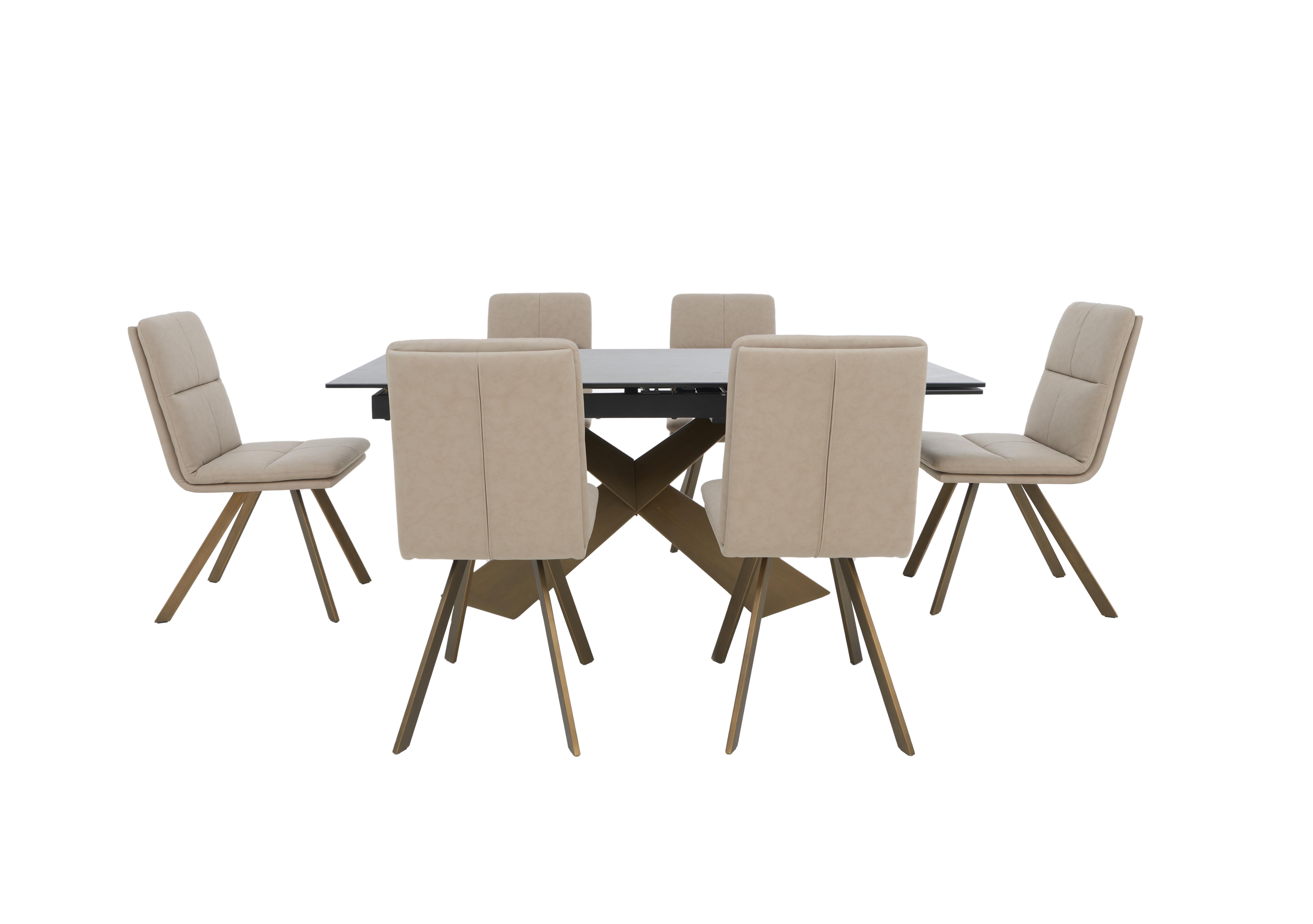 Veyron Extending Dining Table with 6 Dining Chairs in Taupe on Furniture Village